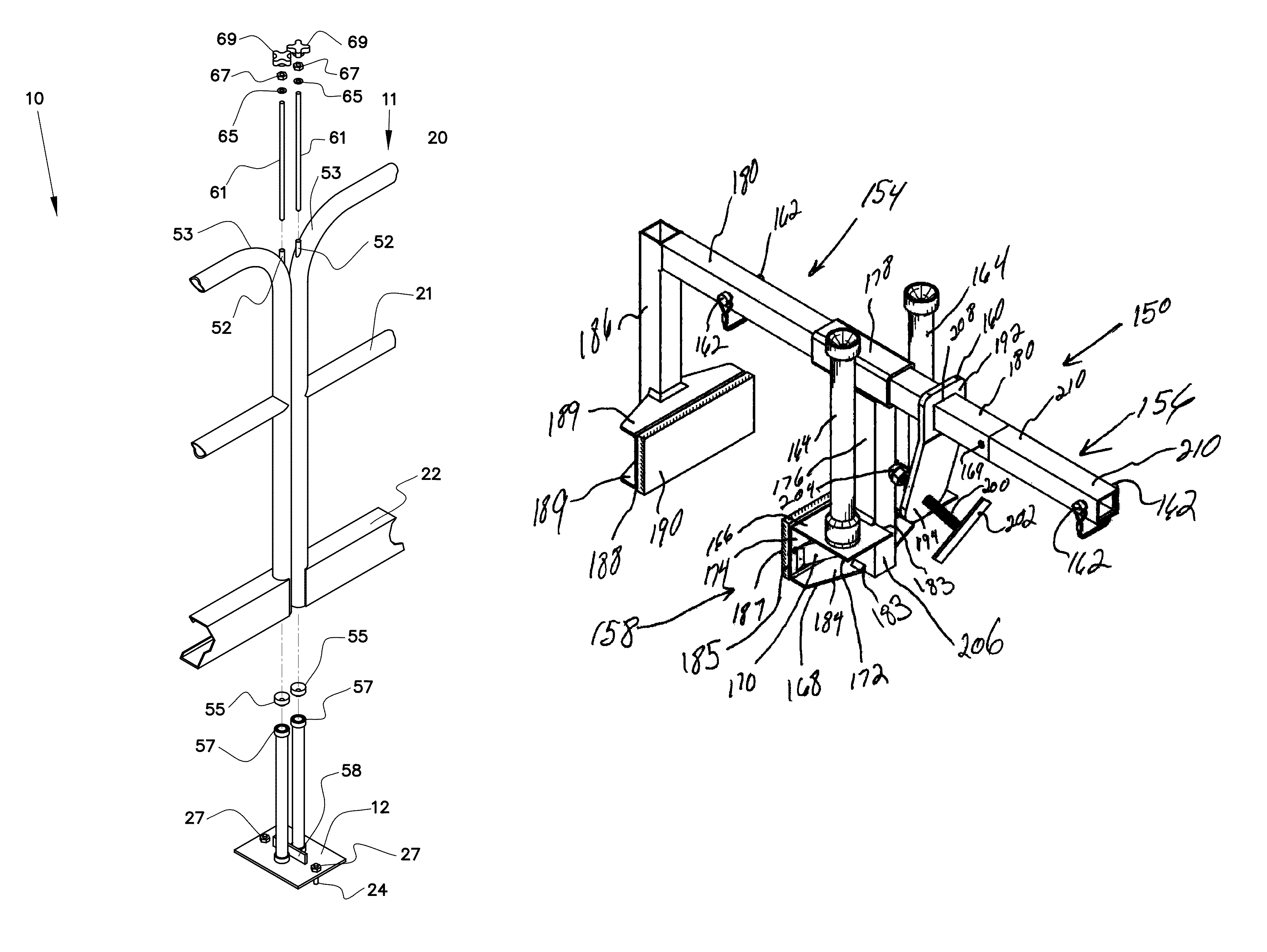 Metal safety rail for open floors of a building under construction