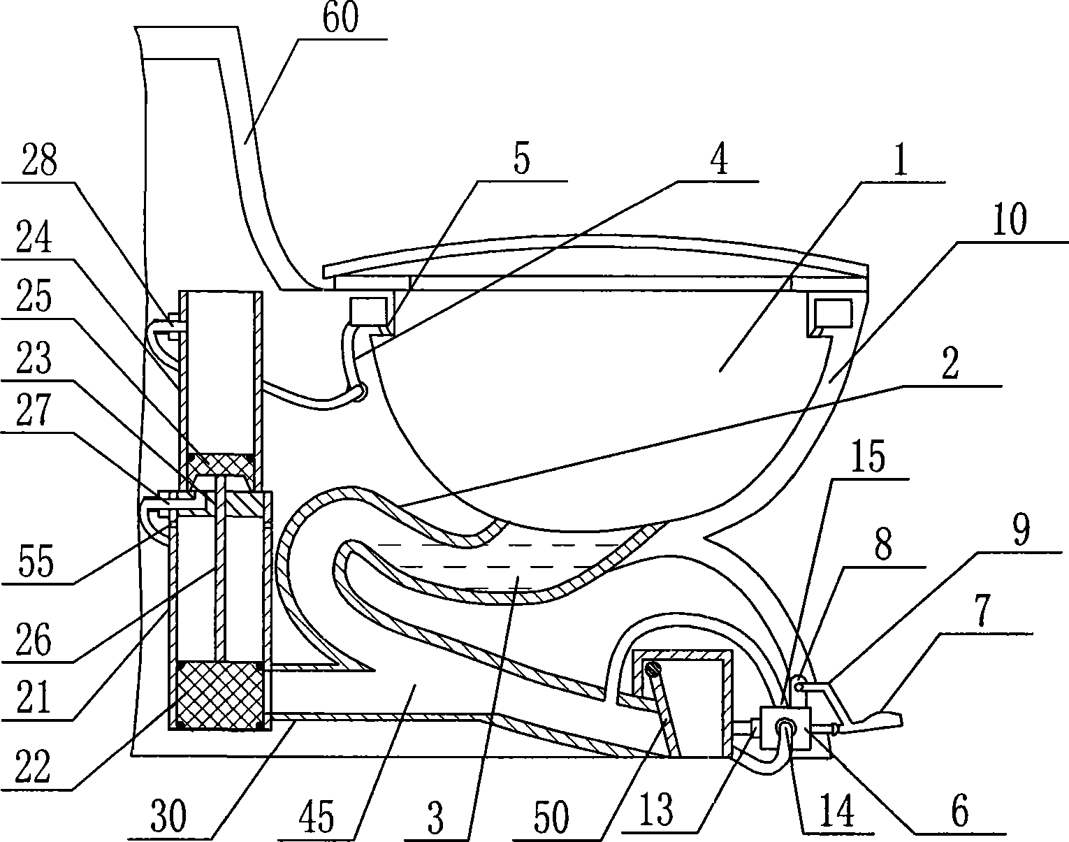 Toilet without cistern