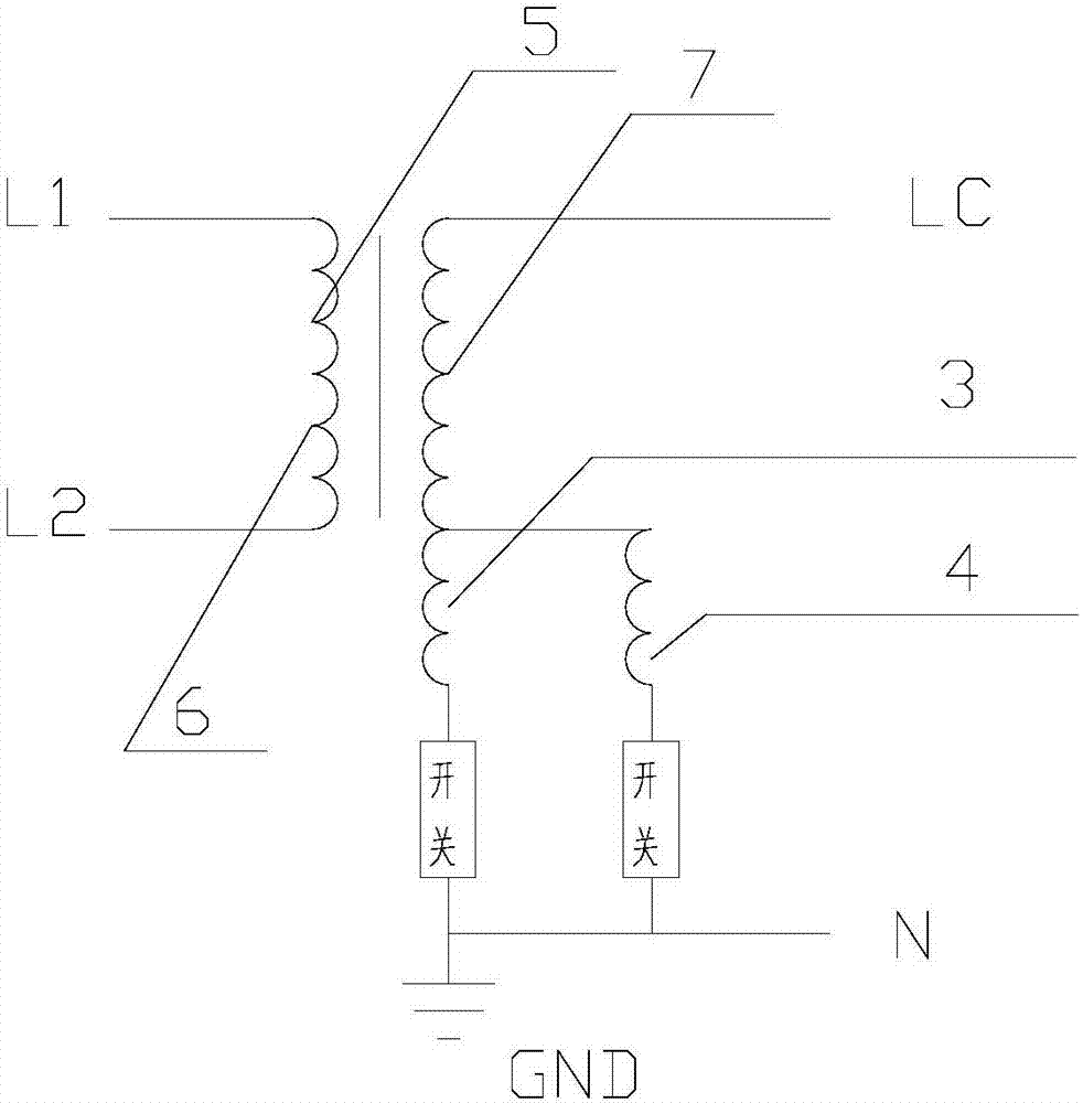 Line voltage regulating transformer with vector transformation function