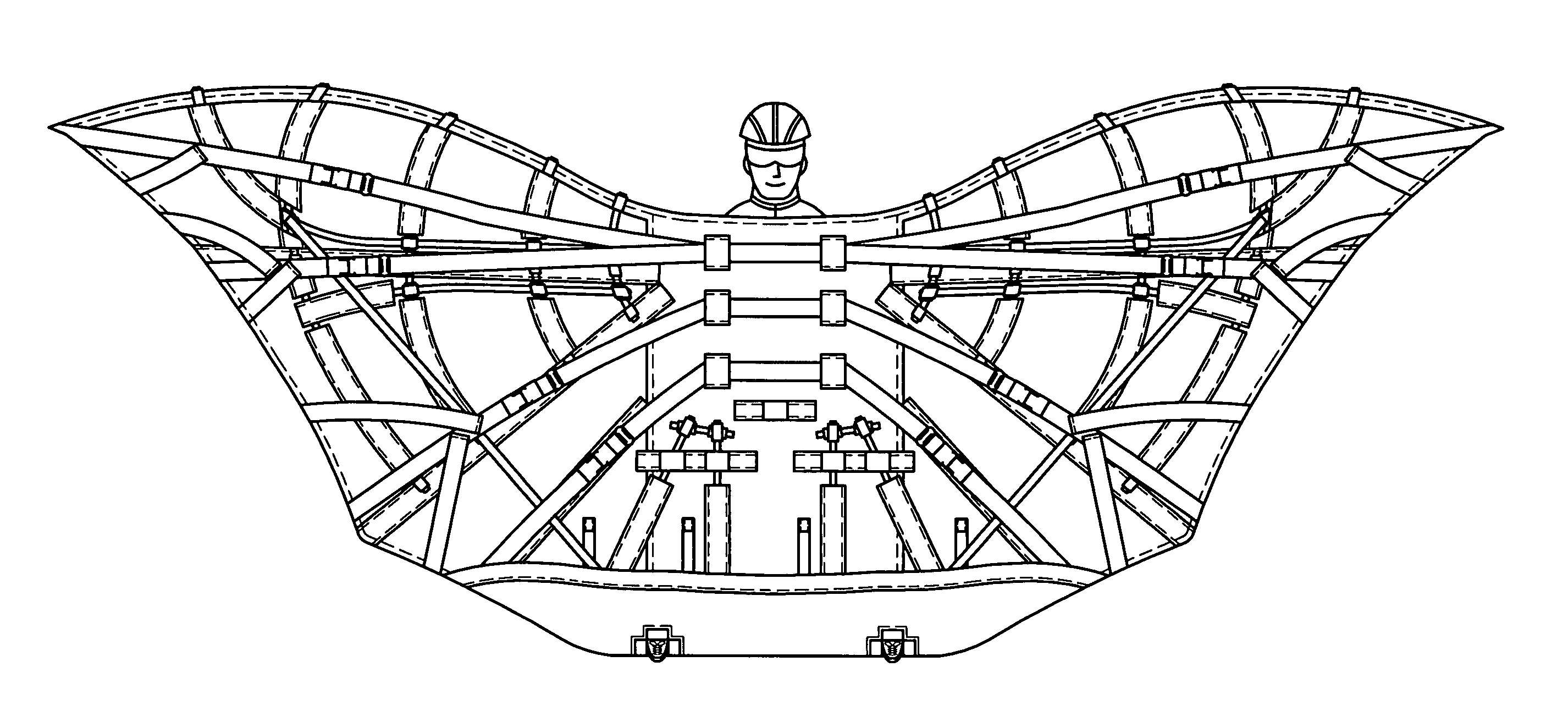 Dynamic human/wind powered flying suit