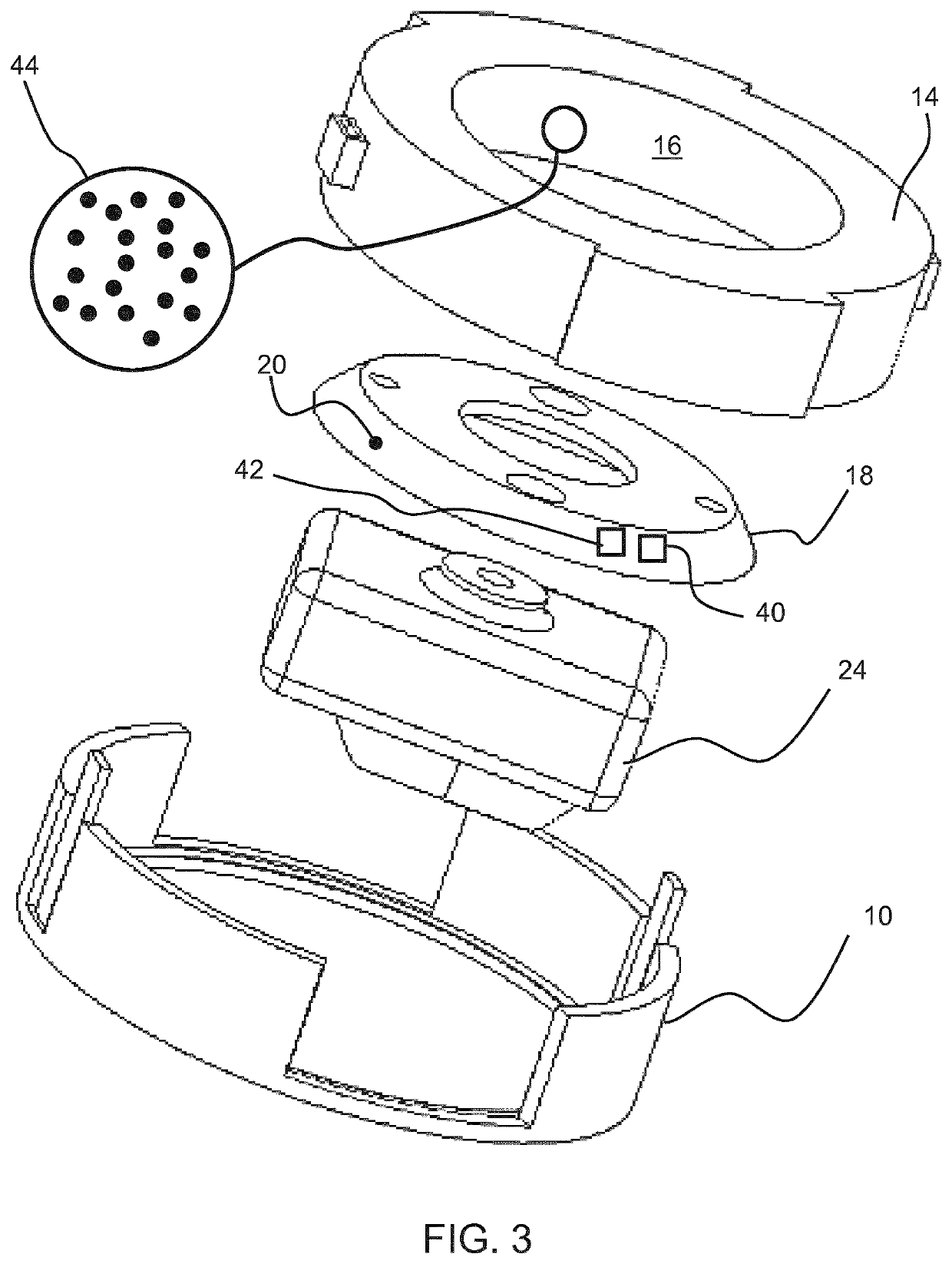 Ultrasound probe holder arrangement using guiding surfaces and pattern recognition