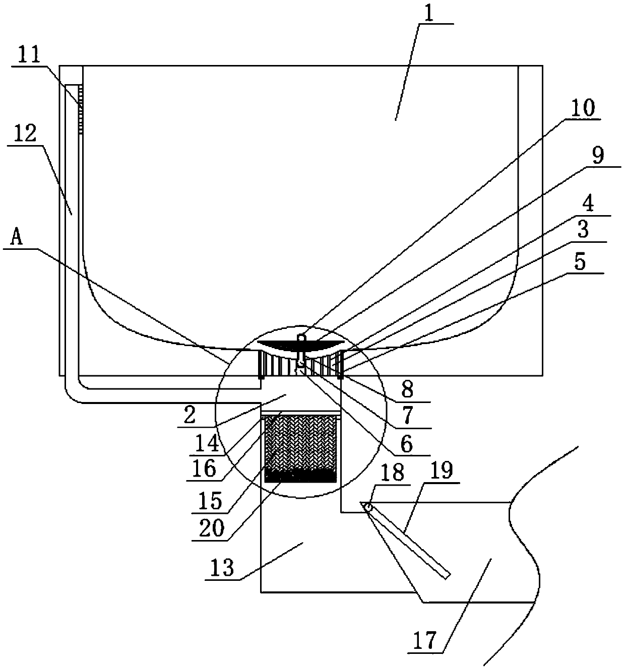 Domestic sewage environmental filtering drain tank