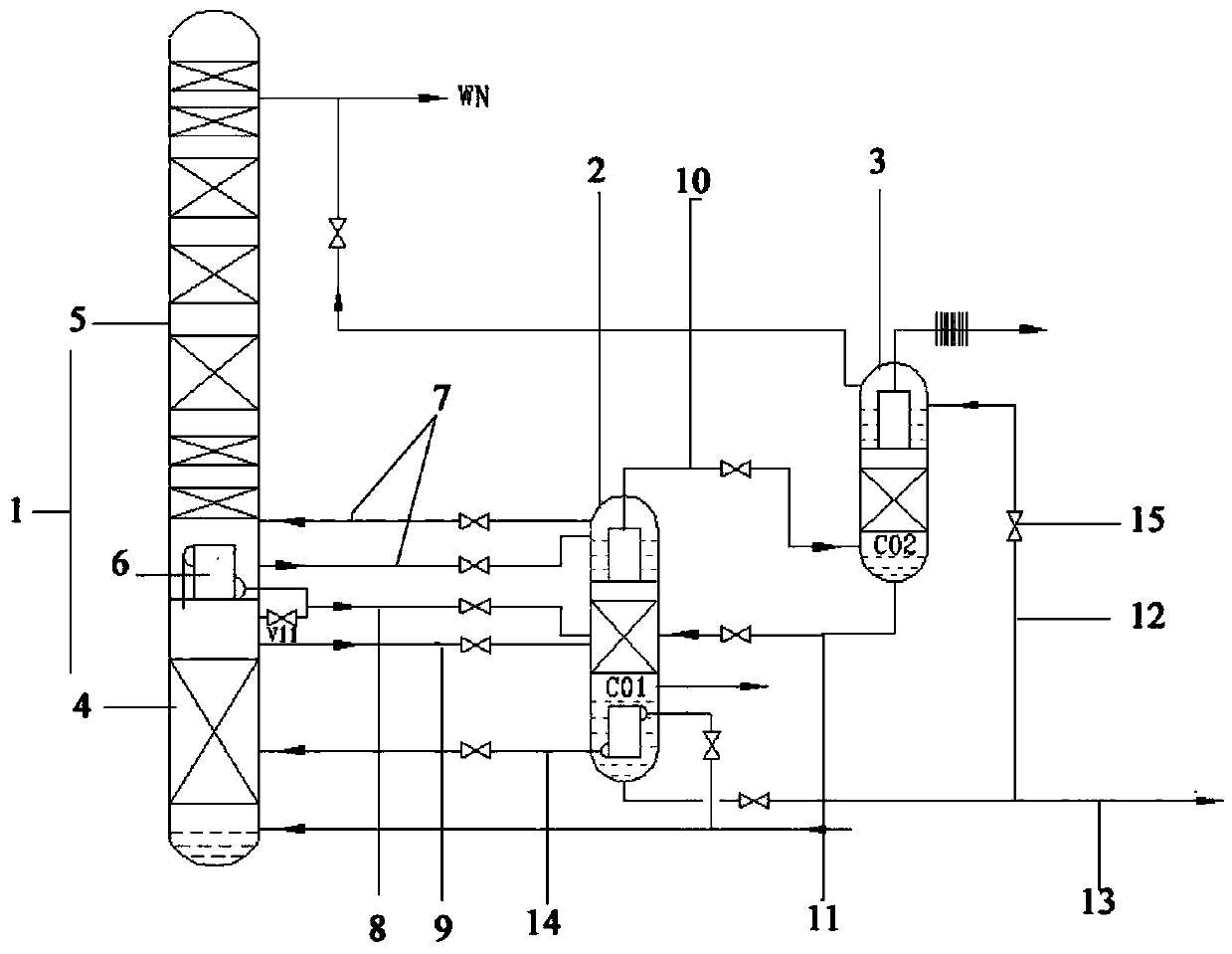 Crude neon and helium extracting device suitable for force-exhaust nitrogen in air separation column and extracting method of crude neon and helium extracting device