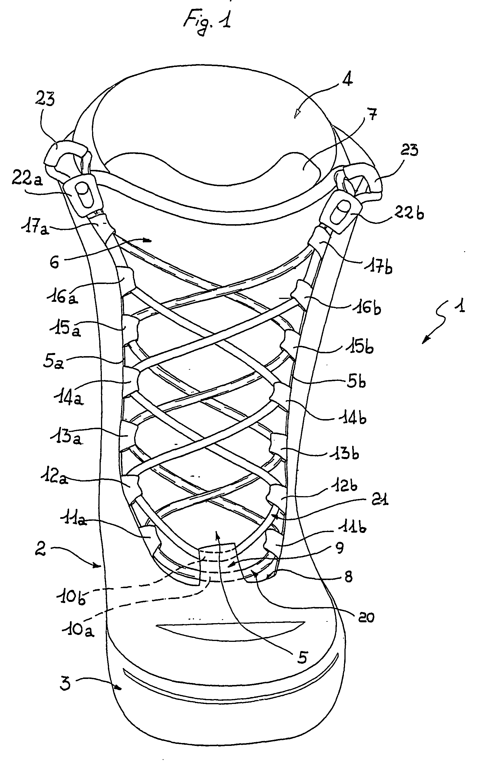 Footwear with a lace fastening