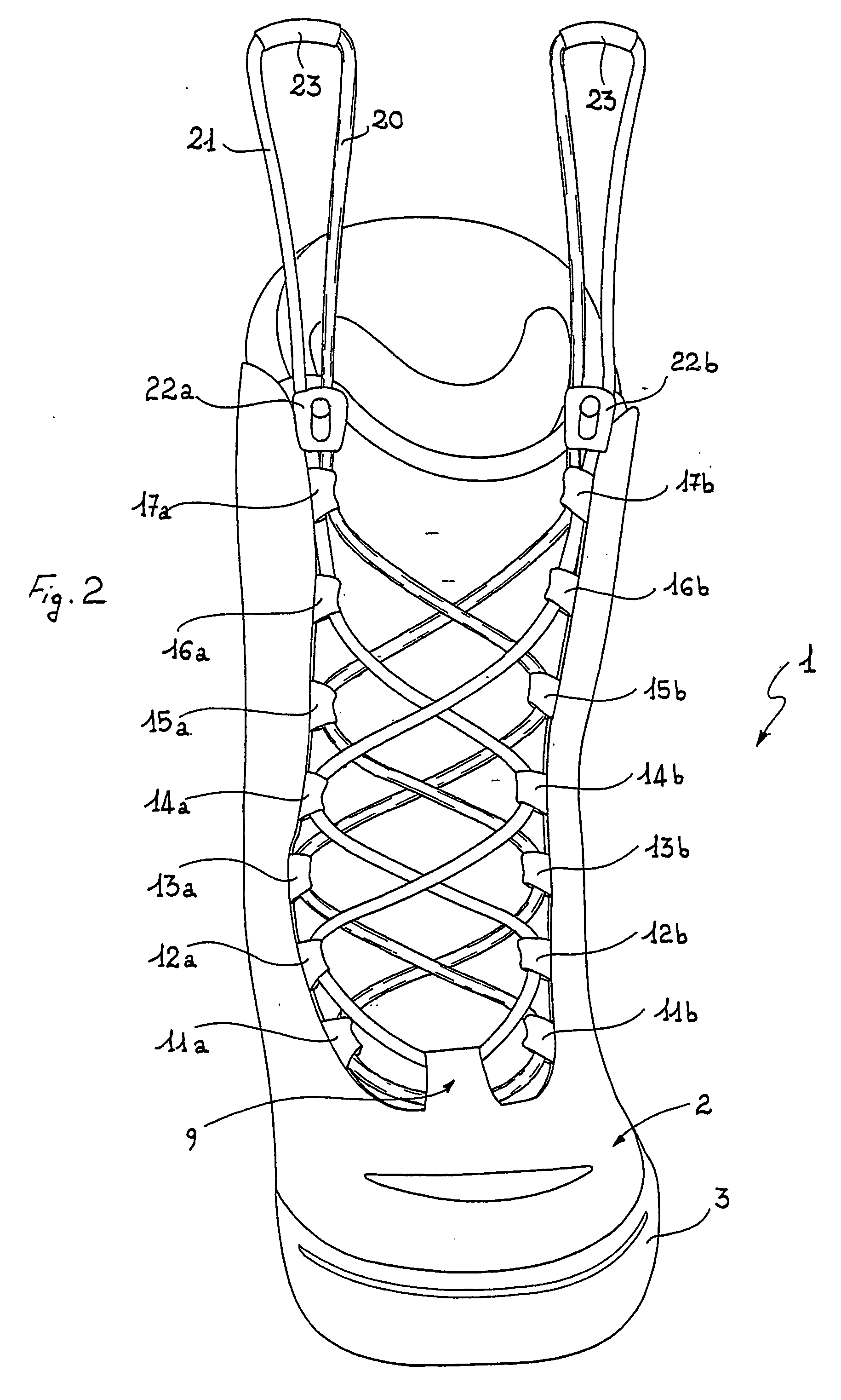 Footwear with a lace fastening