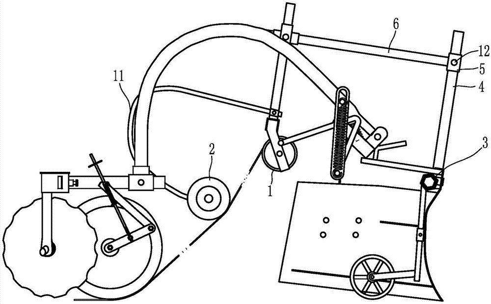 Film spreading adjusting device of ridging and mulching machine