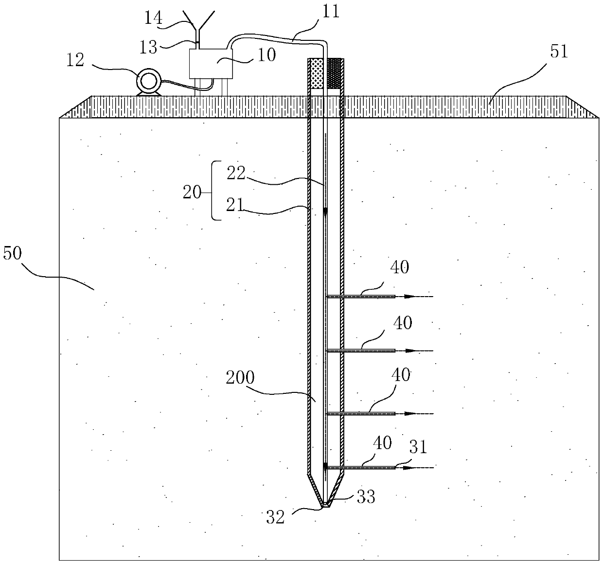 Soft soil foundation treatment device and method