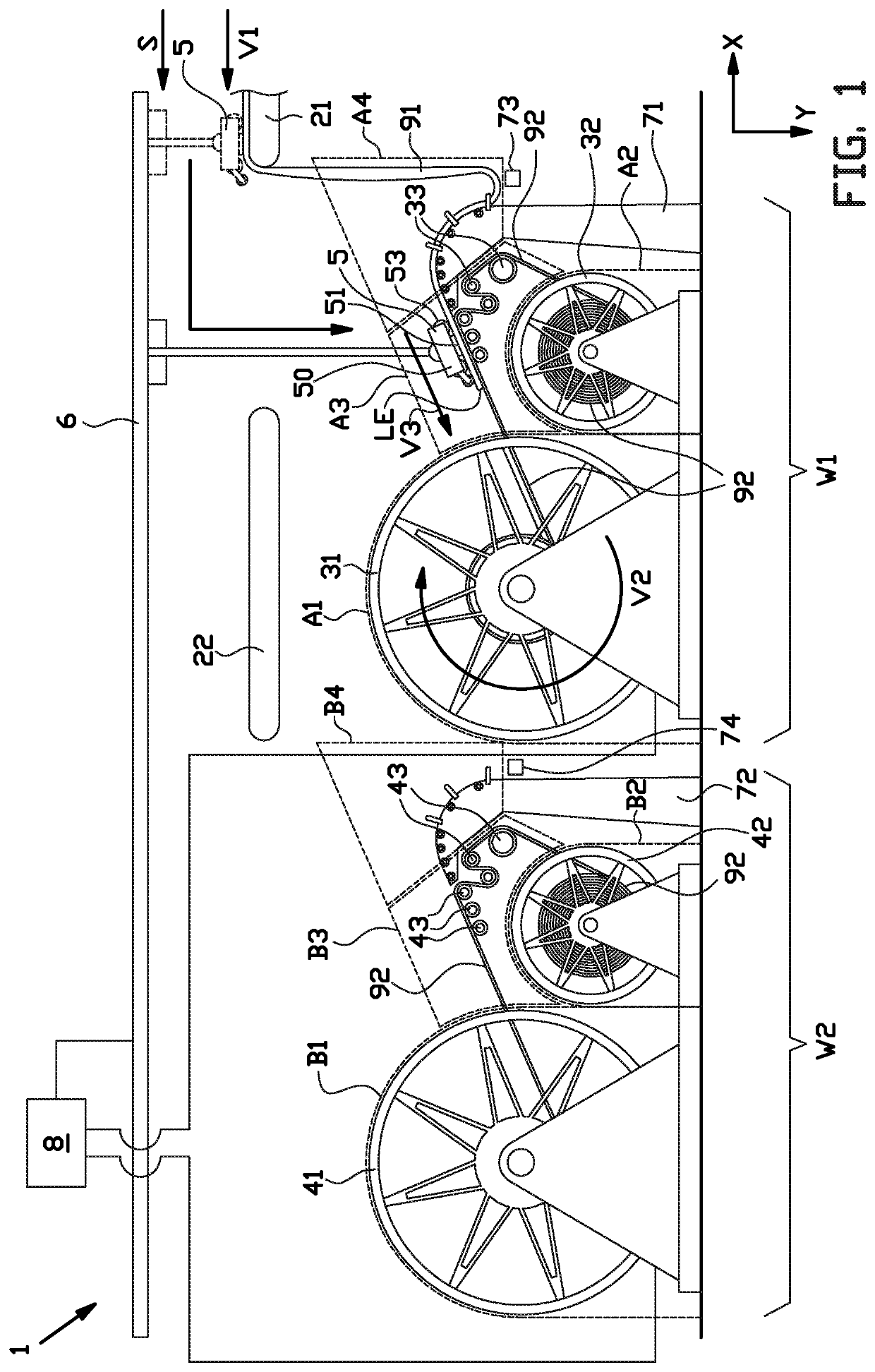 Wind-up system and method for winding-up a strip