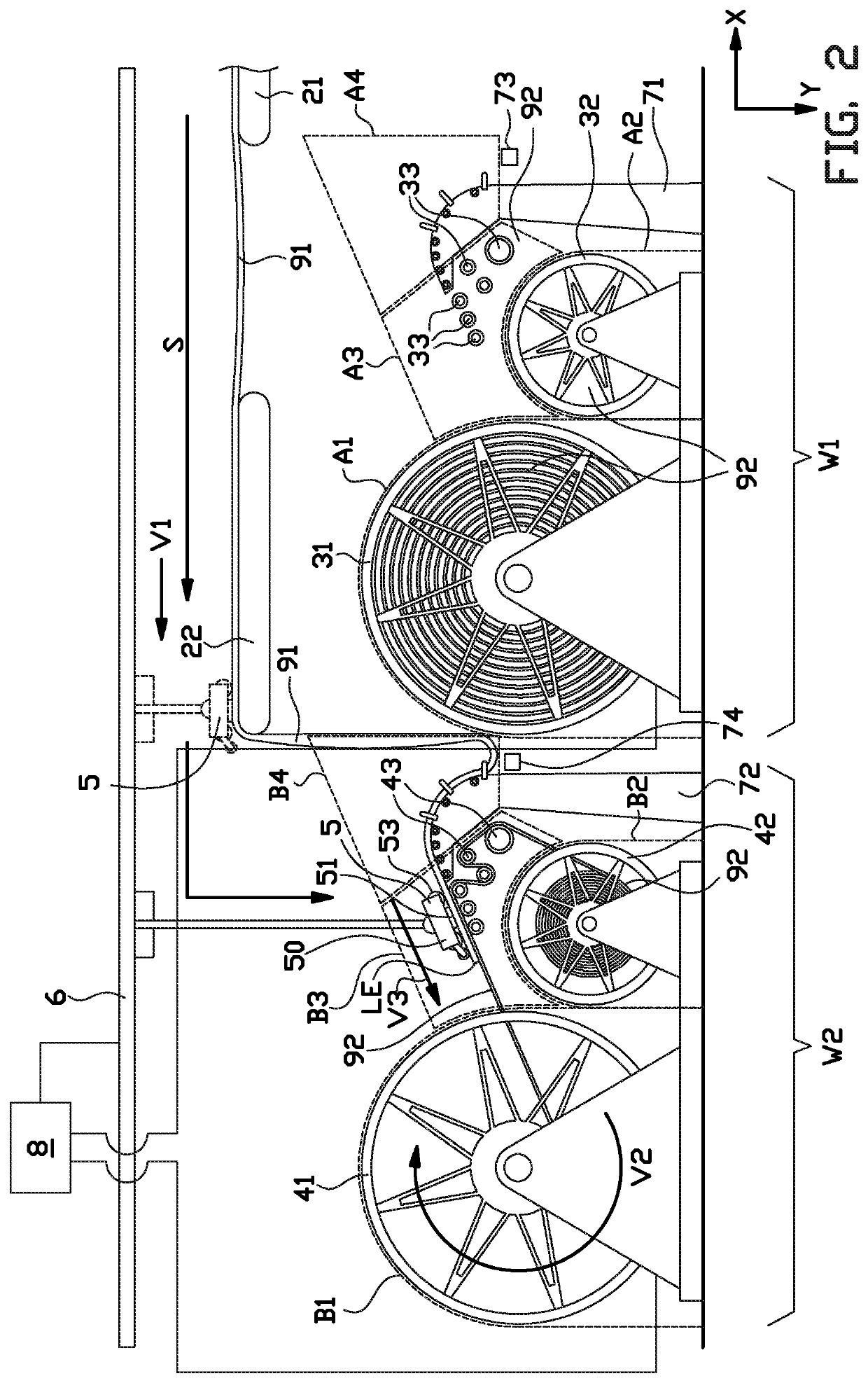 Wind-up system and method for winding-up a strip