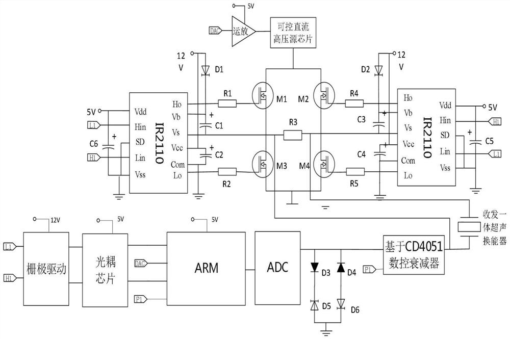 Ultrasonic detection system with self-adaptive emission voltage and voltage adjusting method