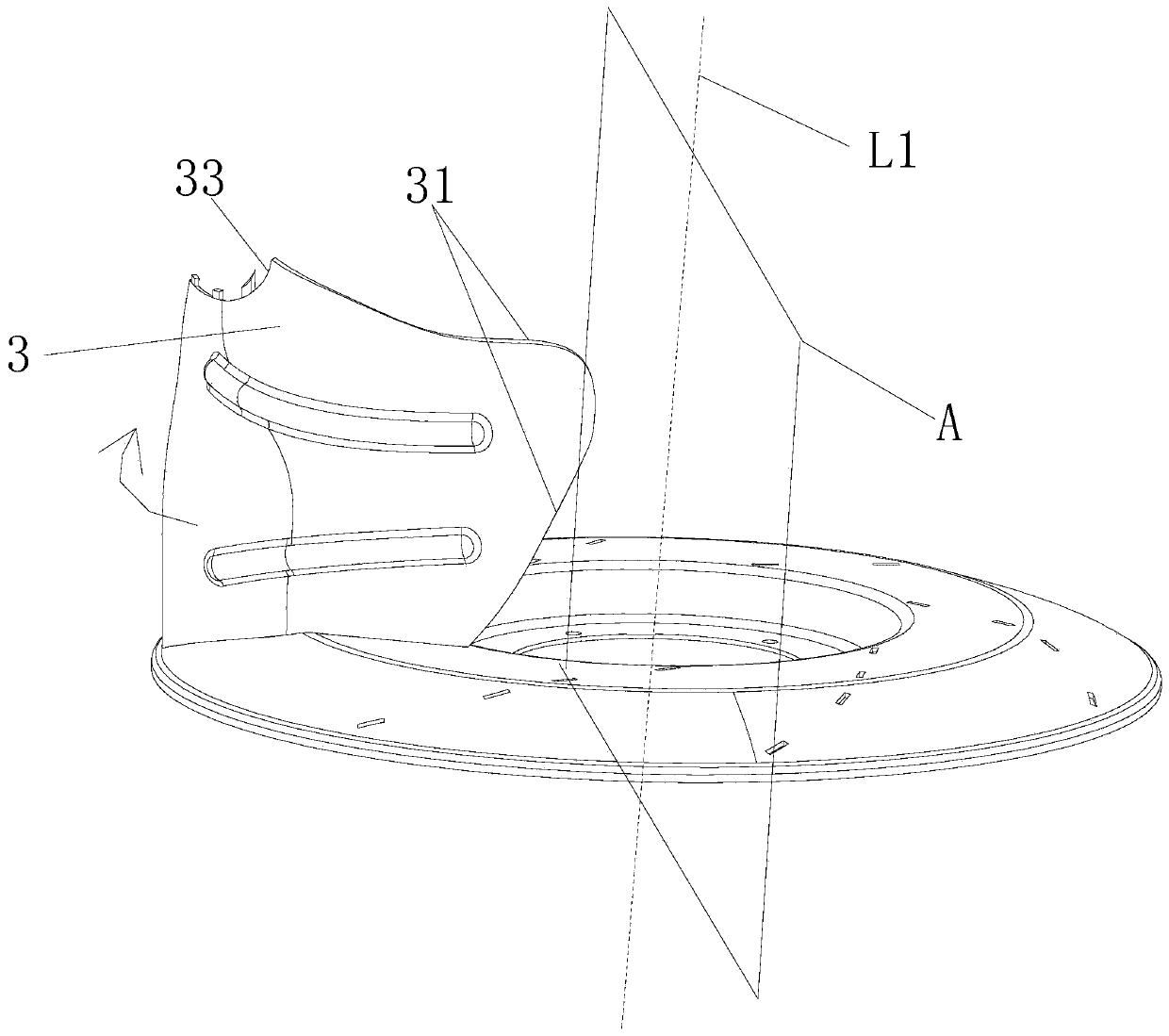 Backward centrifugal wind wheel