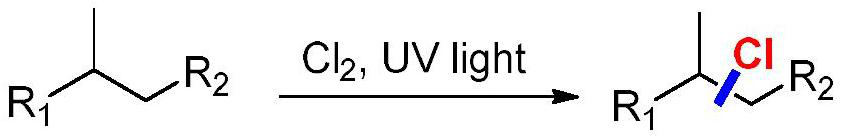 Method for synthesizing halogenated alkane by high-selectivity halogenated saturated carbon-hydrogen bonds