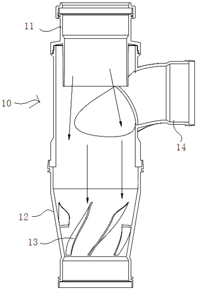 A spiral single blade cyclone for building drainage