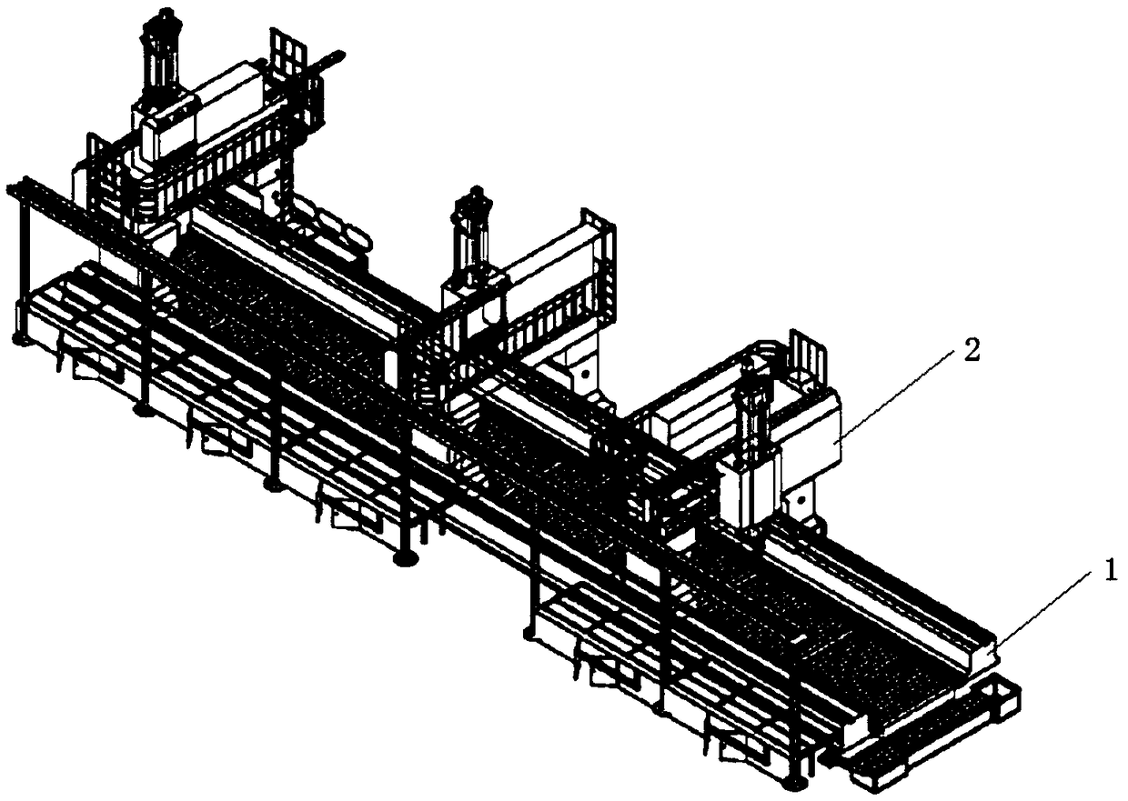 Three-gantry five-axis linkage numerically-controlled machine tool bed structure and manufacturing process thereof