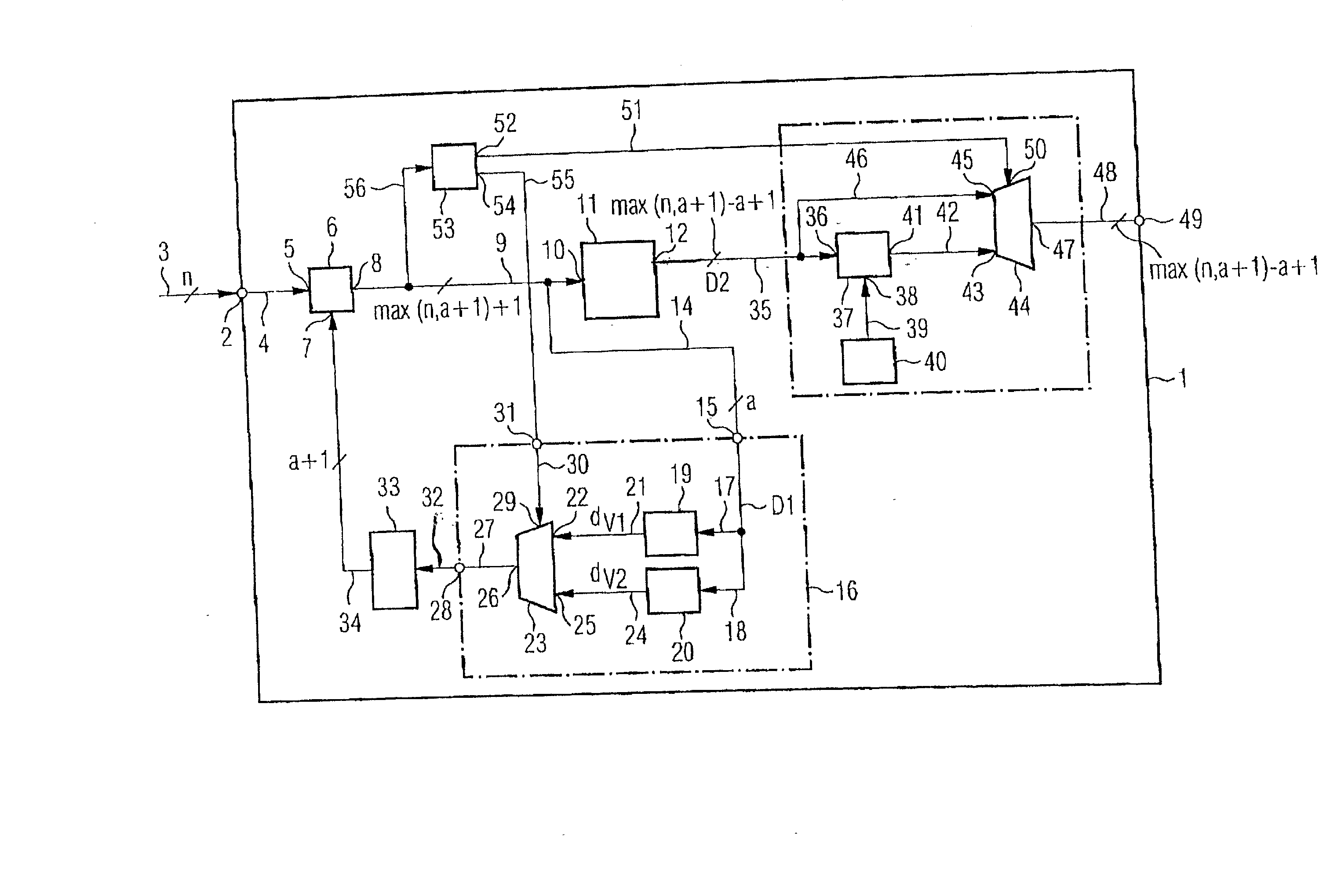 Calculation circuit for the division of a fixed -point signal