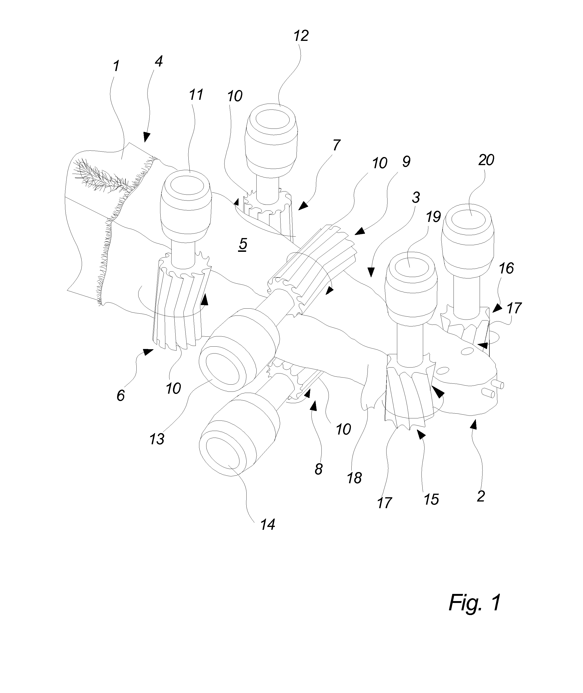 Displacement of scraping rollers