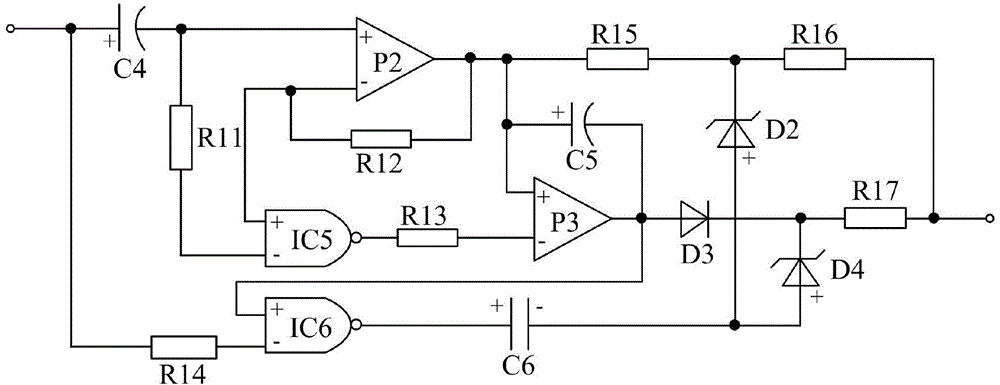 Compound protection type logic amplification type double-buffering driving power supply used for power failure detection