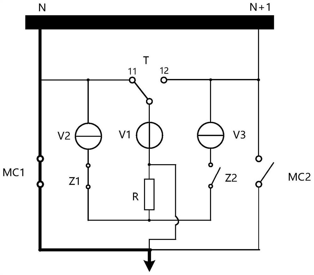 On-load tap-changer single-resistor symmetrical transition circuit and voltage regulating method