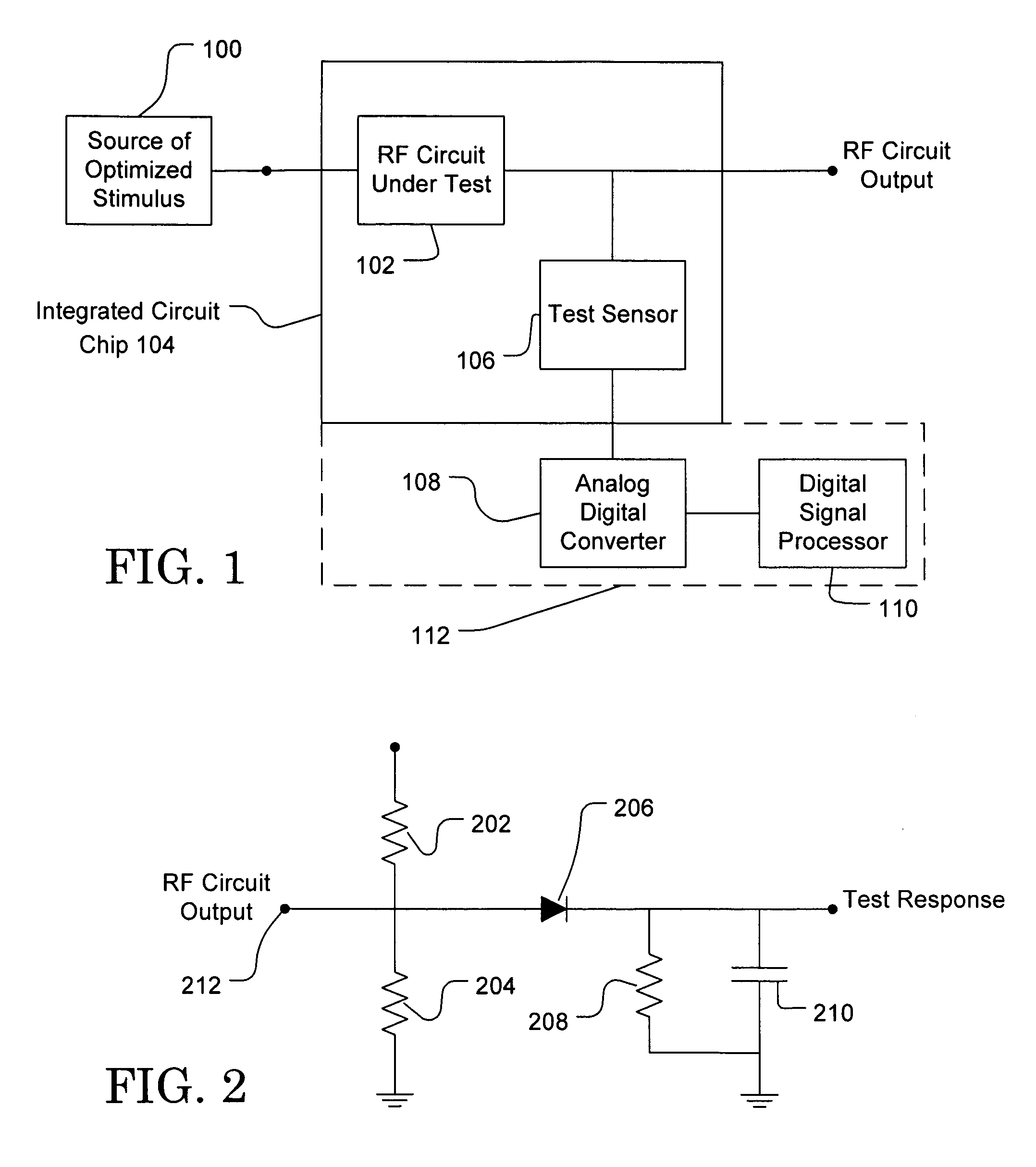 Production test technique for RF circuits using embedded test sensors