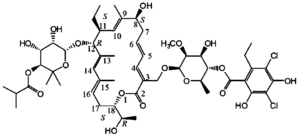 Stable fidaxomicin composition