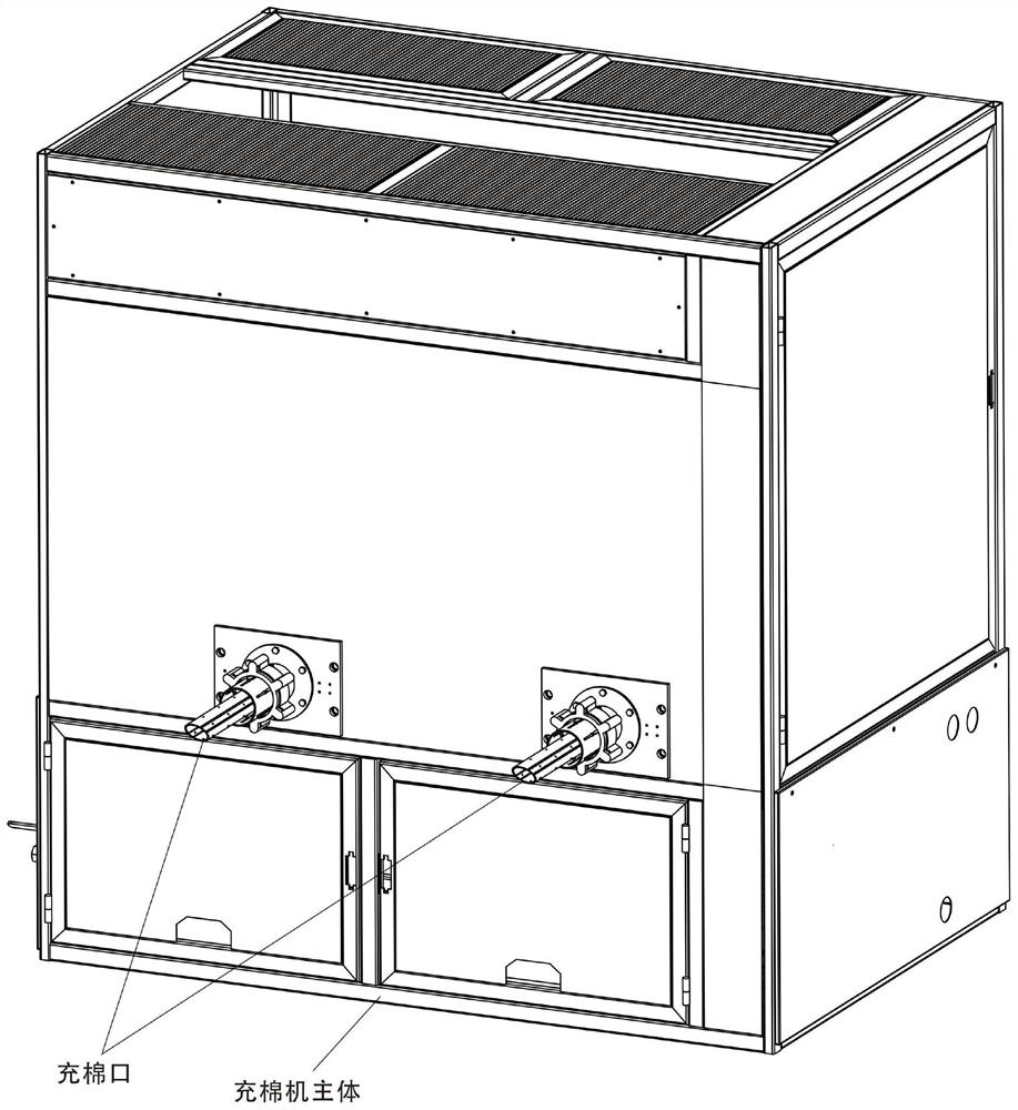 A cotton filling machine with adjustable cotton filling port