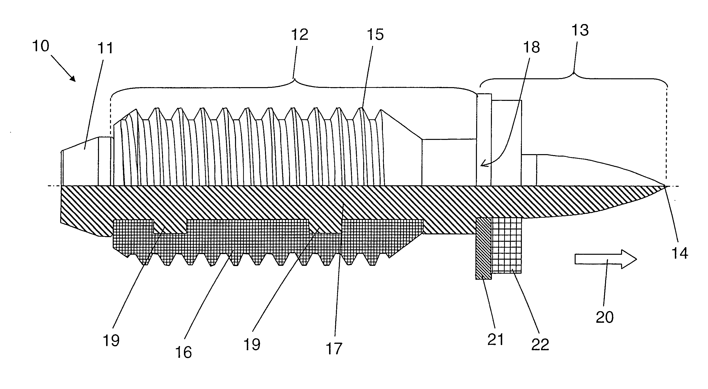 Threaded bolt