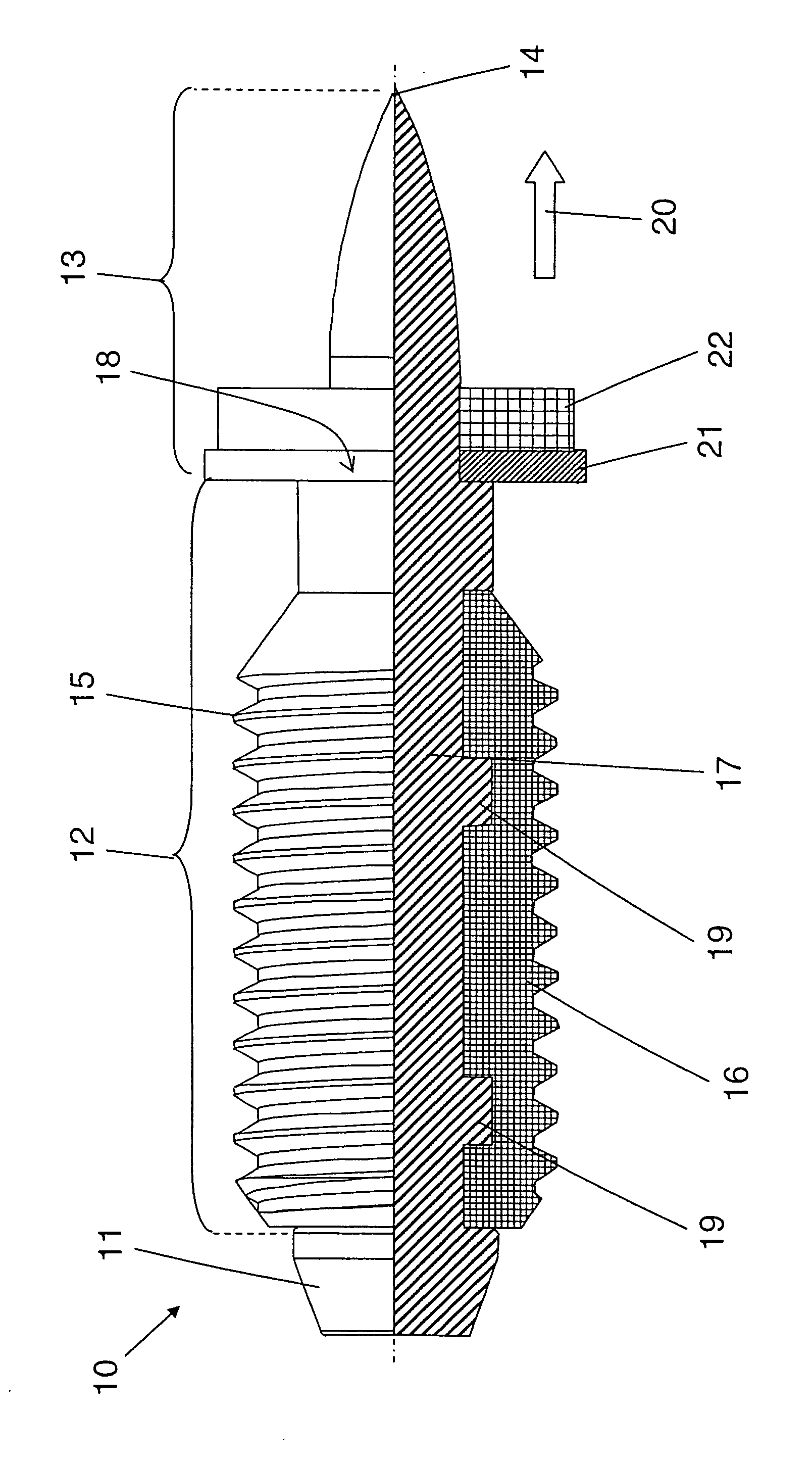 Threaded bolt