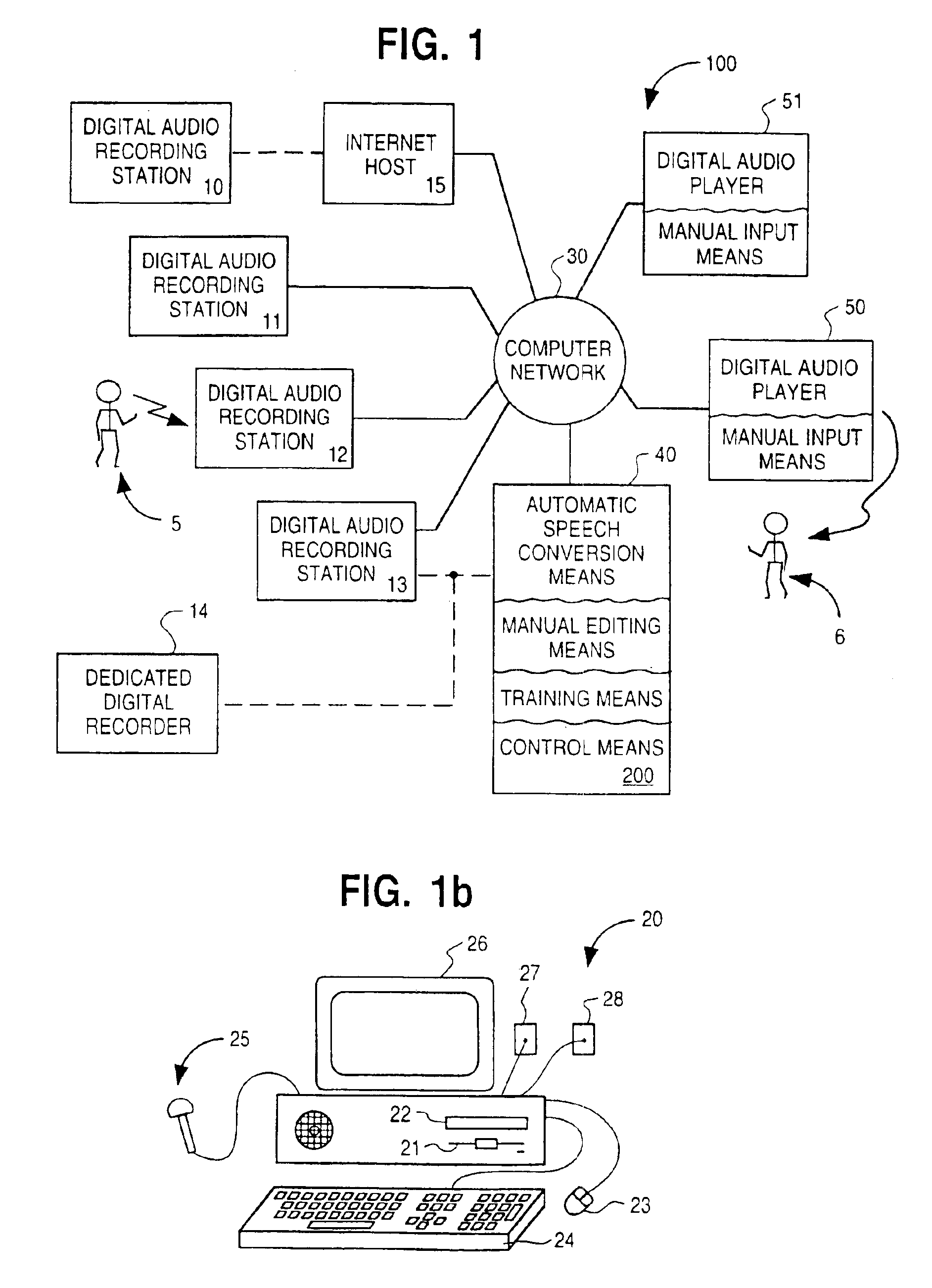 Automated transcription system and method using two speech converting instances and computer-assisted correction