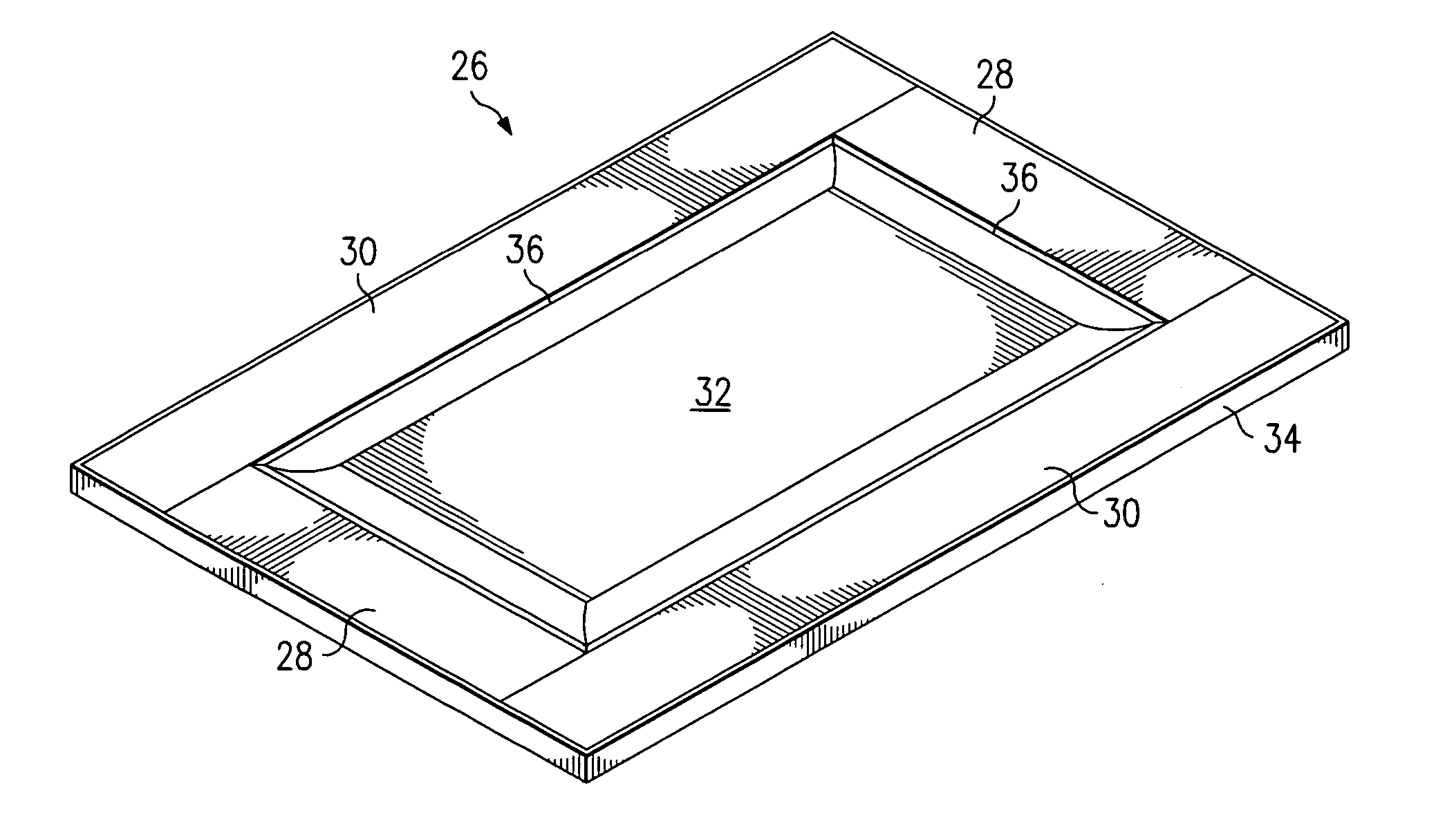 Veneered raised panel element and method of manufacturing thereof