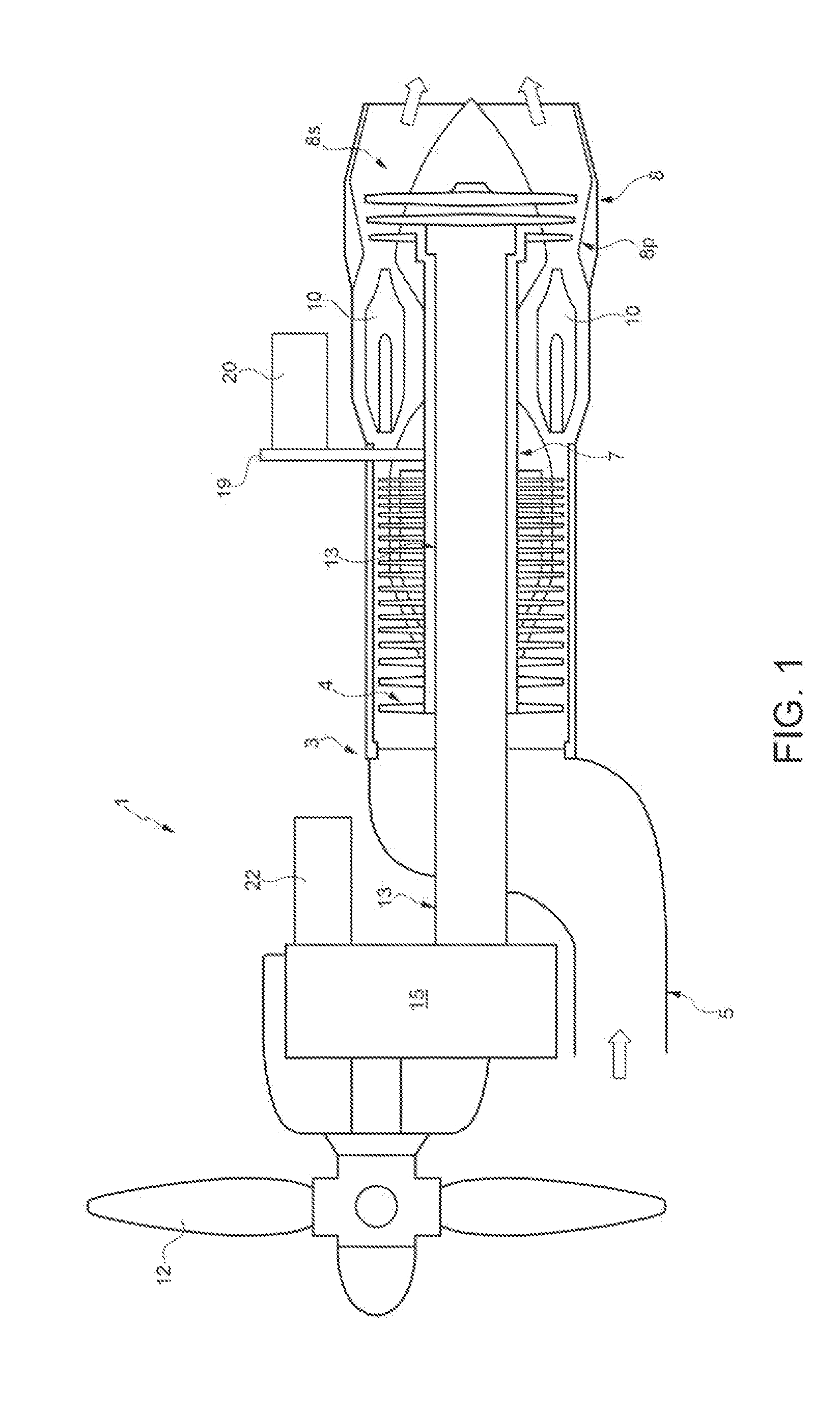 System for in-flight restarting of a multi-shaft turboprop engine