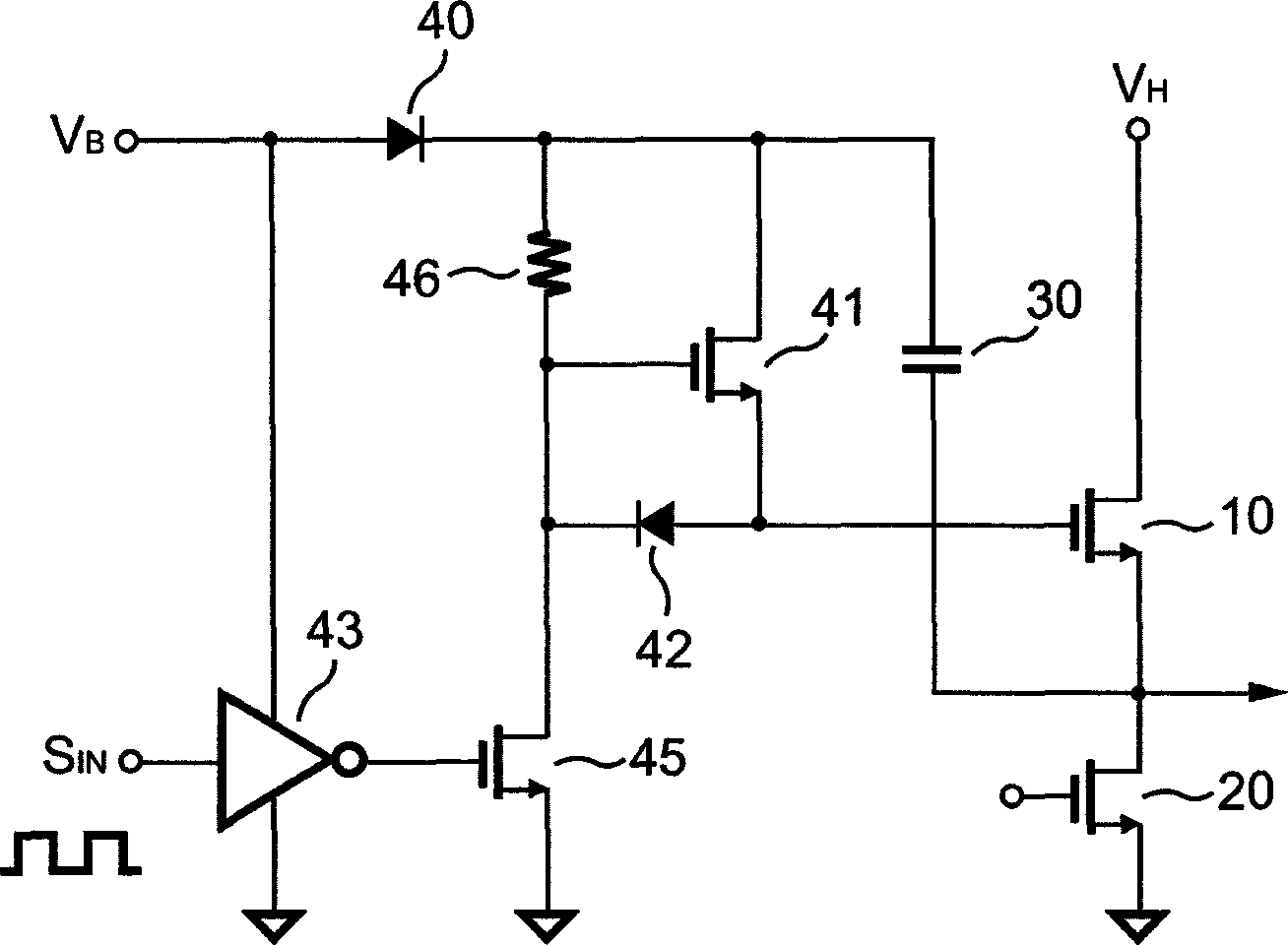 Capacitive high-side switch driver for a power converter