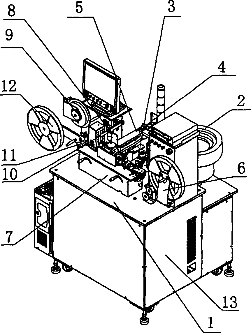 Automatic testing, detecting and packaging machine for 49S/SMD crystal