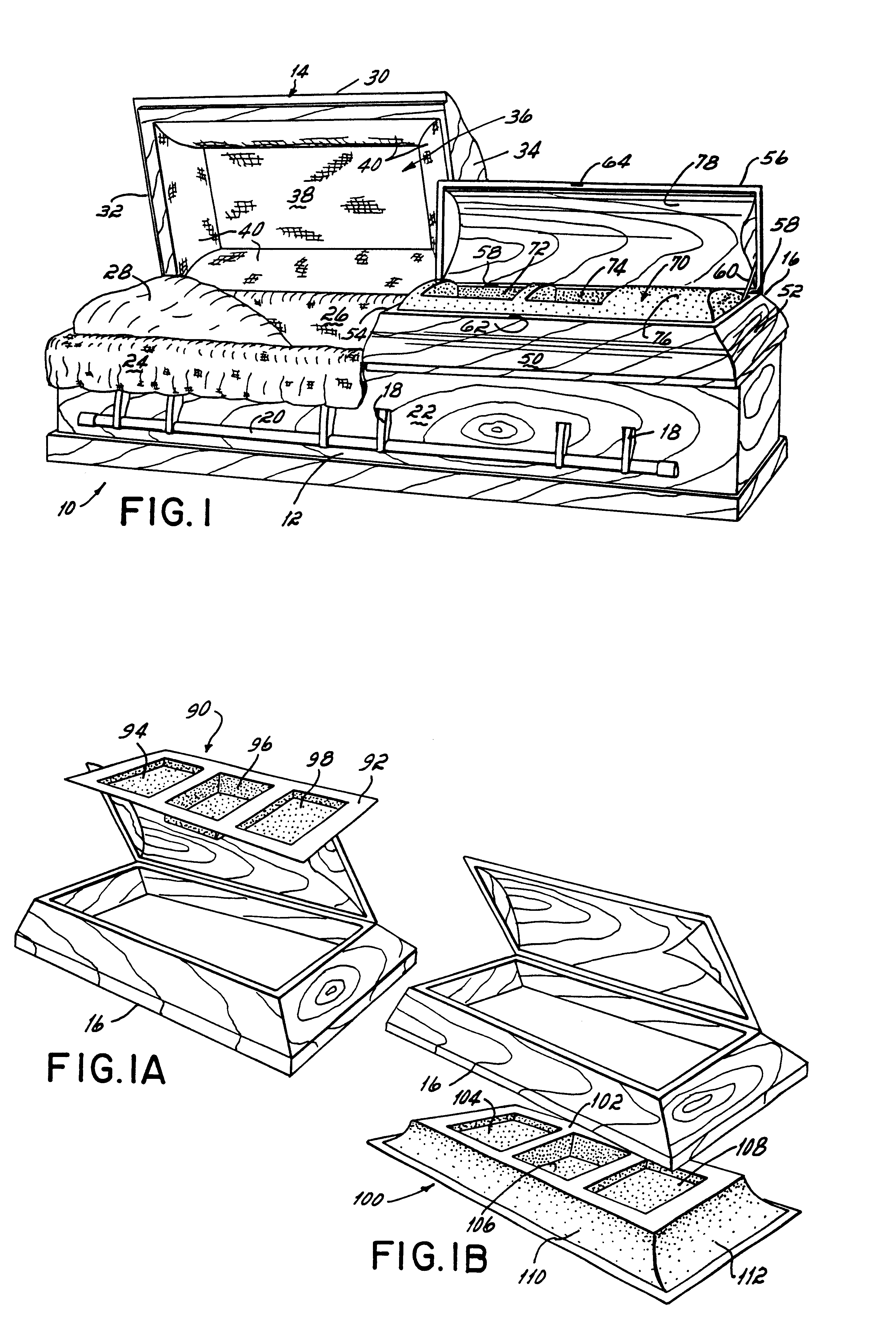 Casket having memorabilia compartment