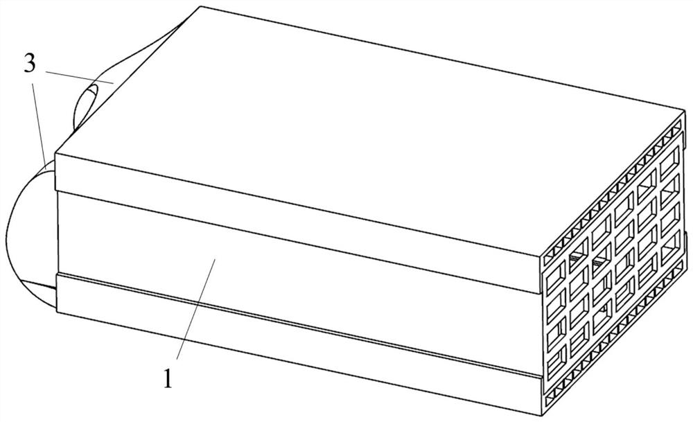 A drainage and noise reduction device and method for improving cooling fan backflow