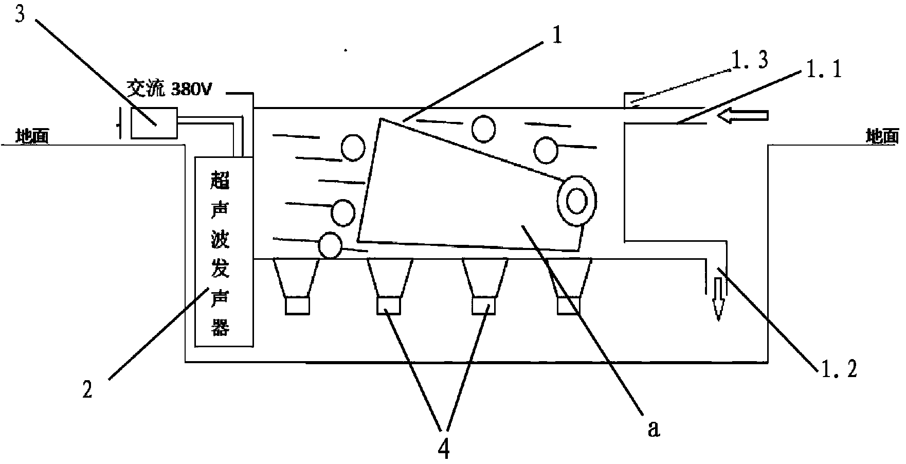 Ultrasonic trash can cleaning device and cleaning method thereof