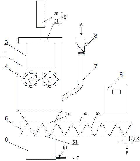 Spiral type whole bucket feeding treatment system