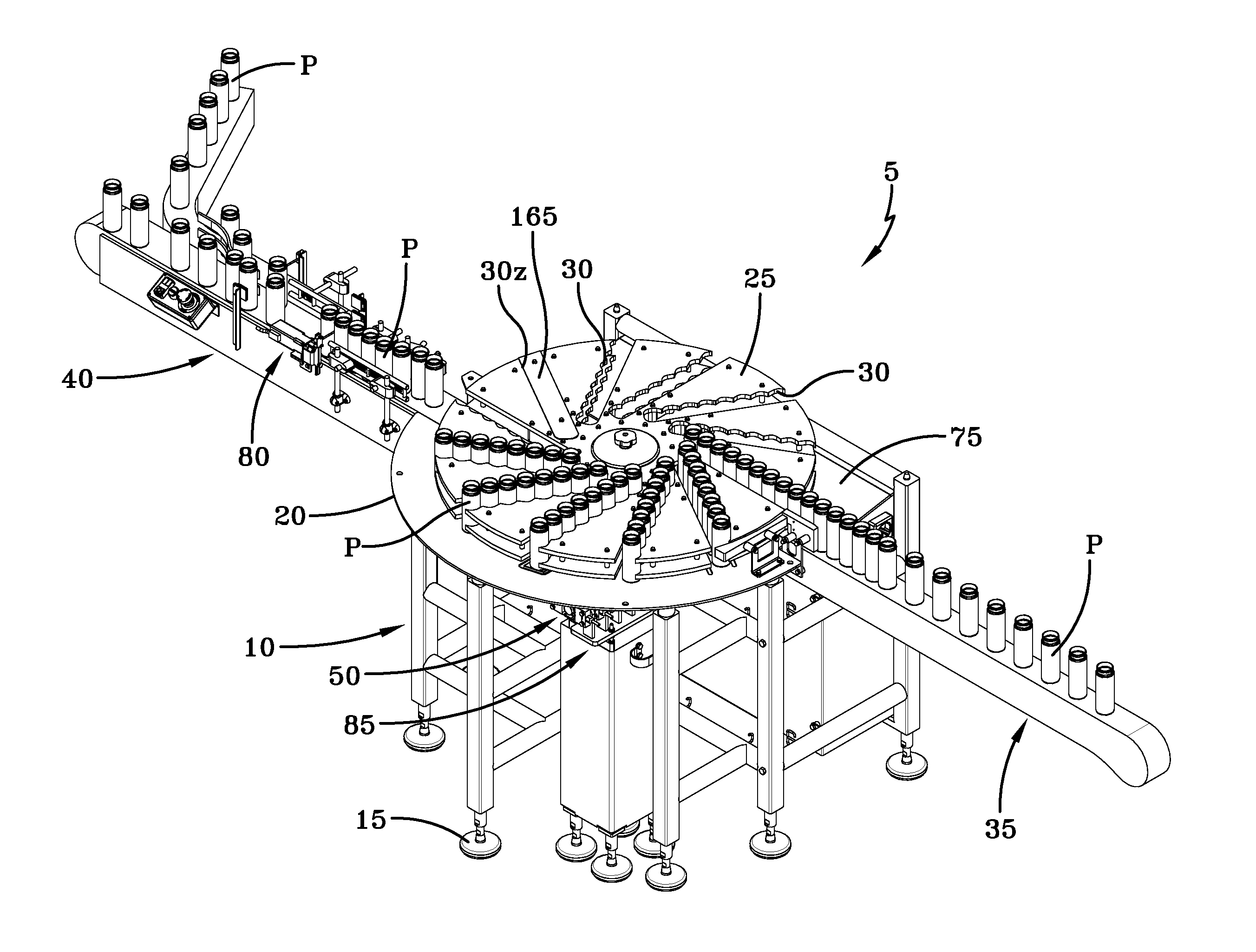 Intermittent motion checkweigher with offset product pockets