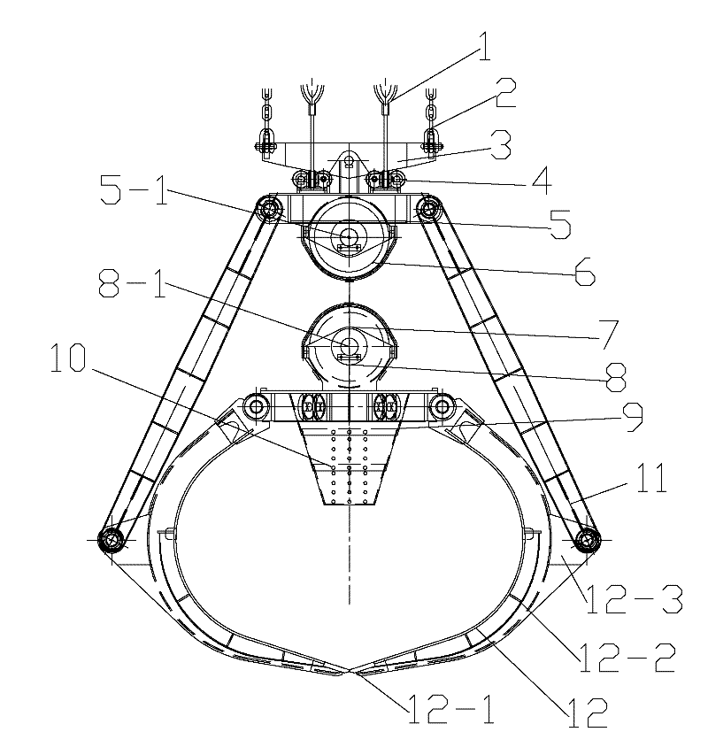 Multi-peel grab bucket with variable capacitance