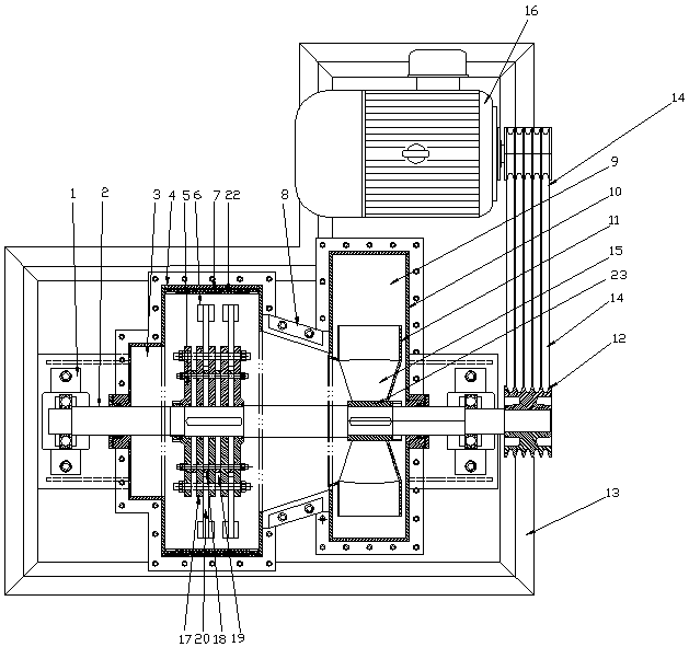 A fish meal crushing device