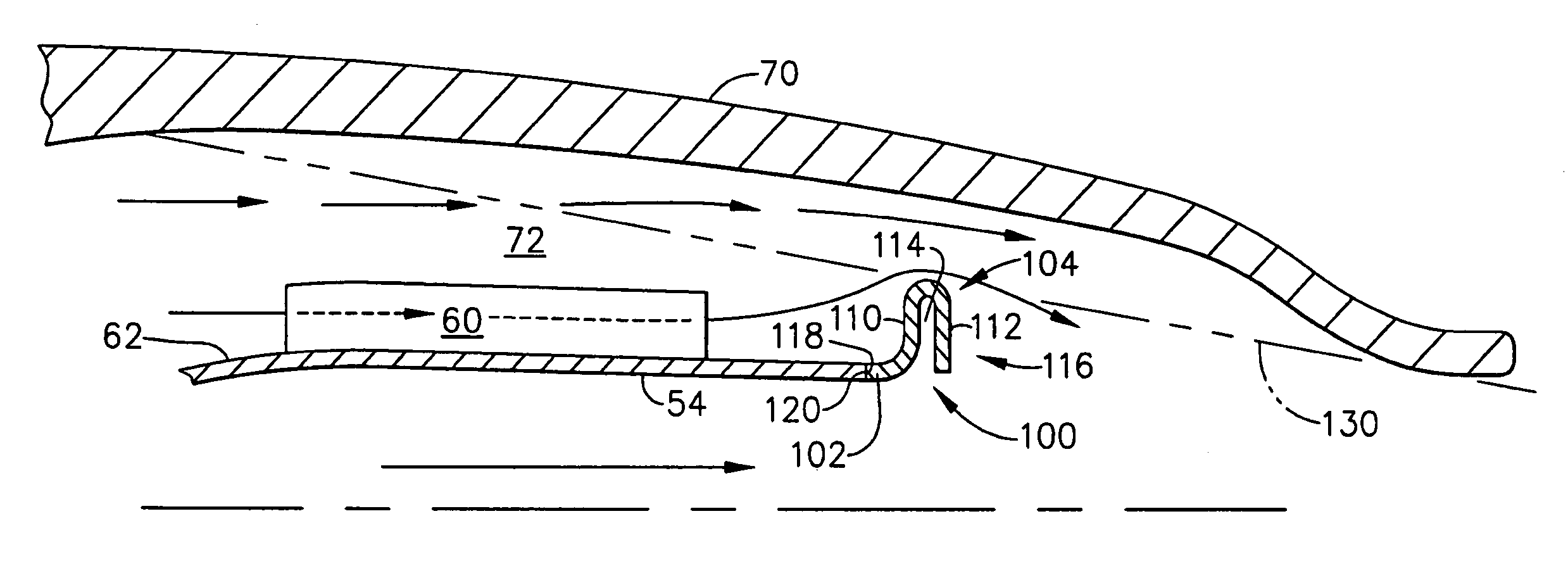 Gas turbine engine exhaust nozzle including an infrared suppression system having a plurality of U-shaped blocking fins and method of assembling said exhaut nozzle