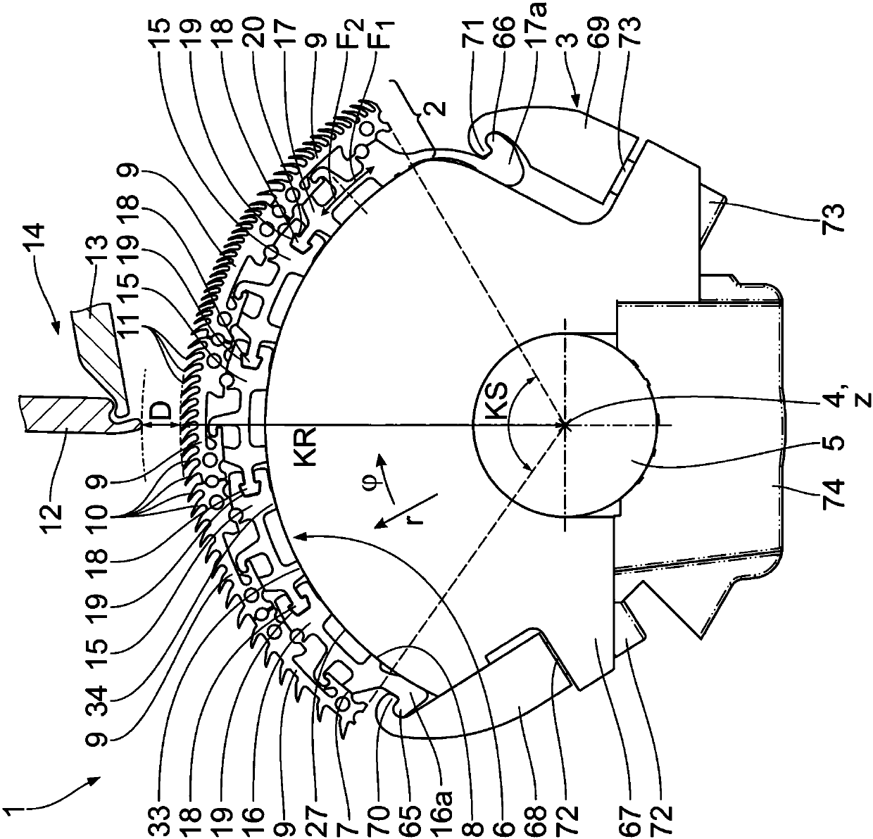 Circular comb having combing bars and a main body