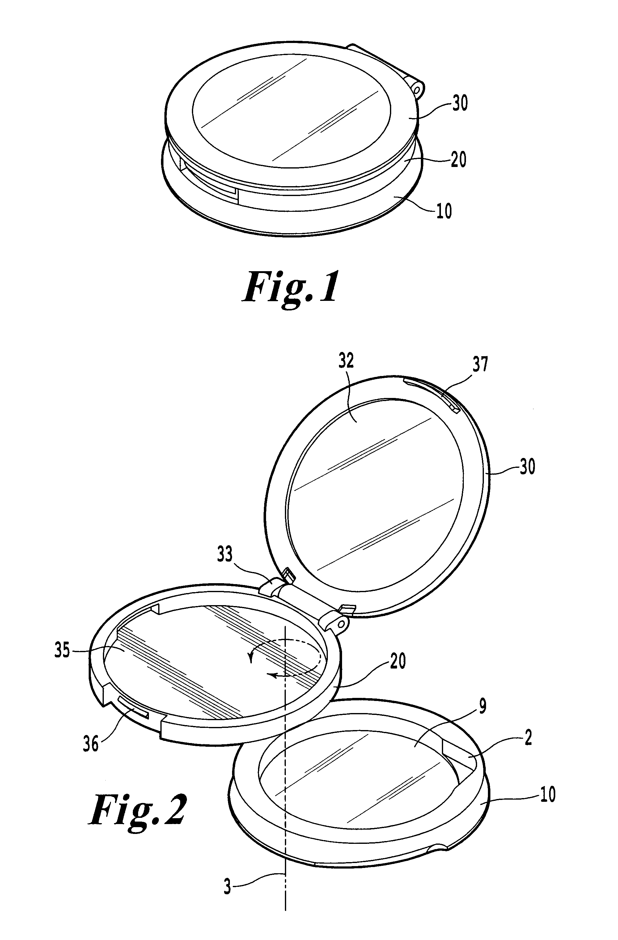 Cosmetic product compact having pivoting sections