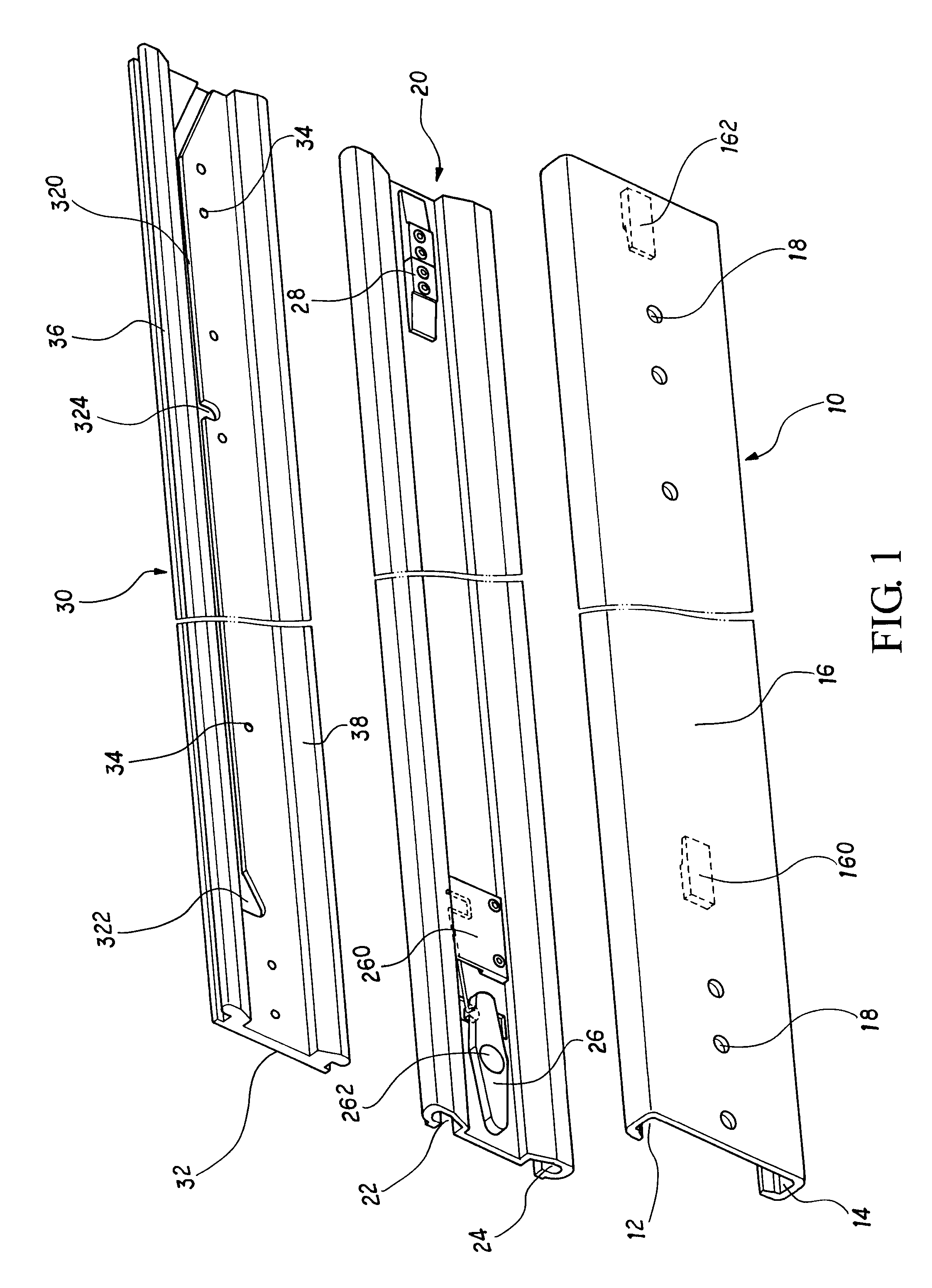 Three-sectional rail structure