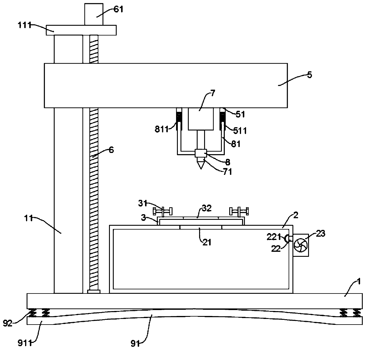 Drilling device for construction metal plates