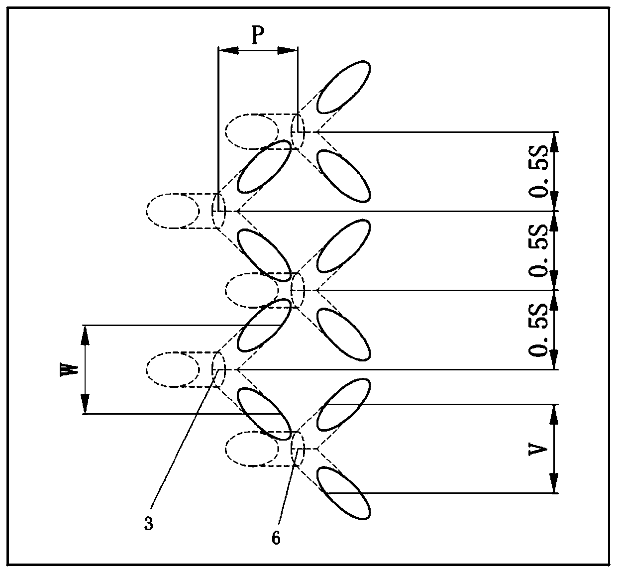 Cross type Y air film hole cooling structure for turbine blade