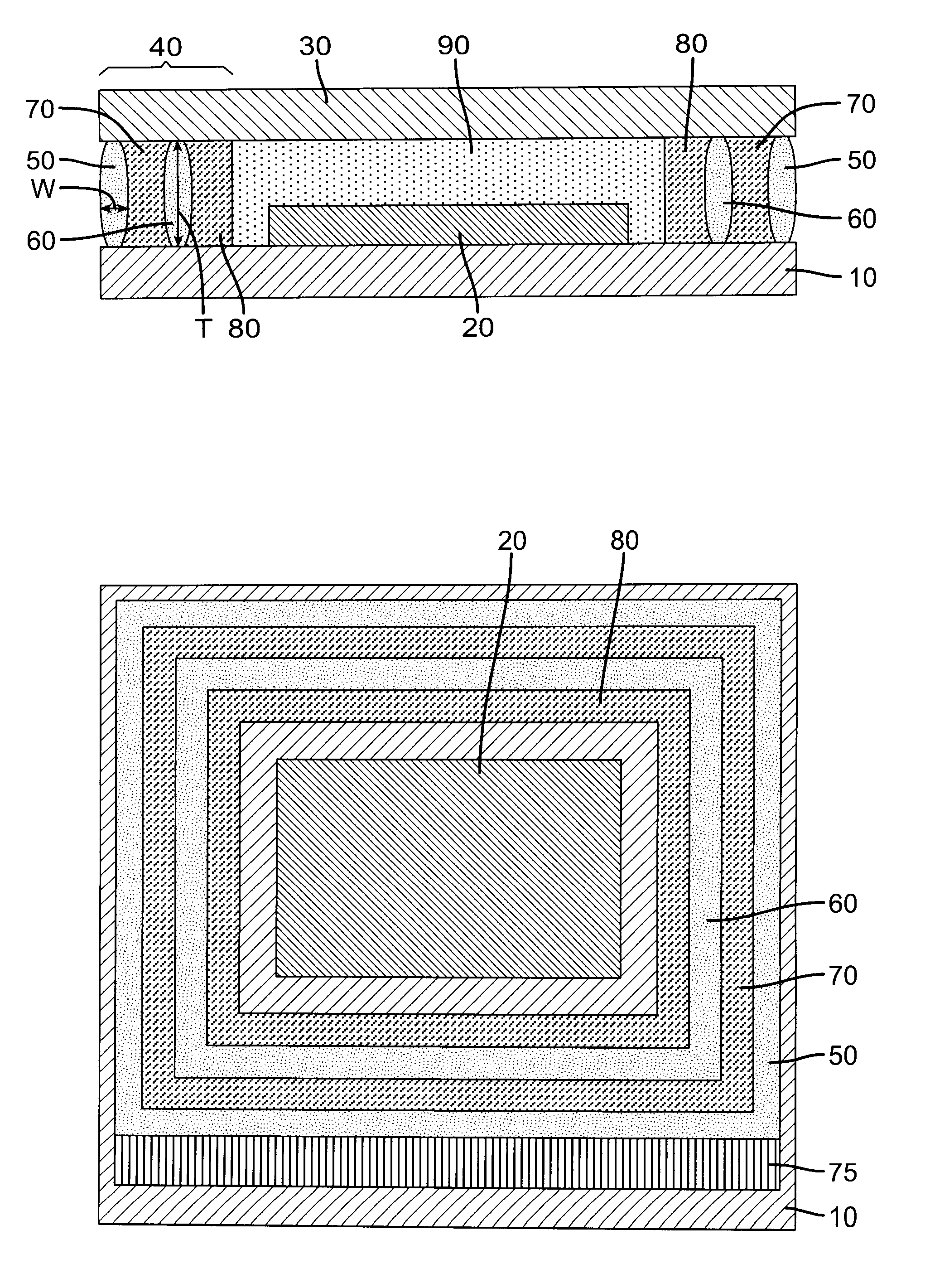 Desiccant sealing arrangement for OLED devices