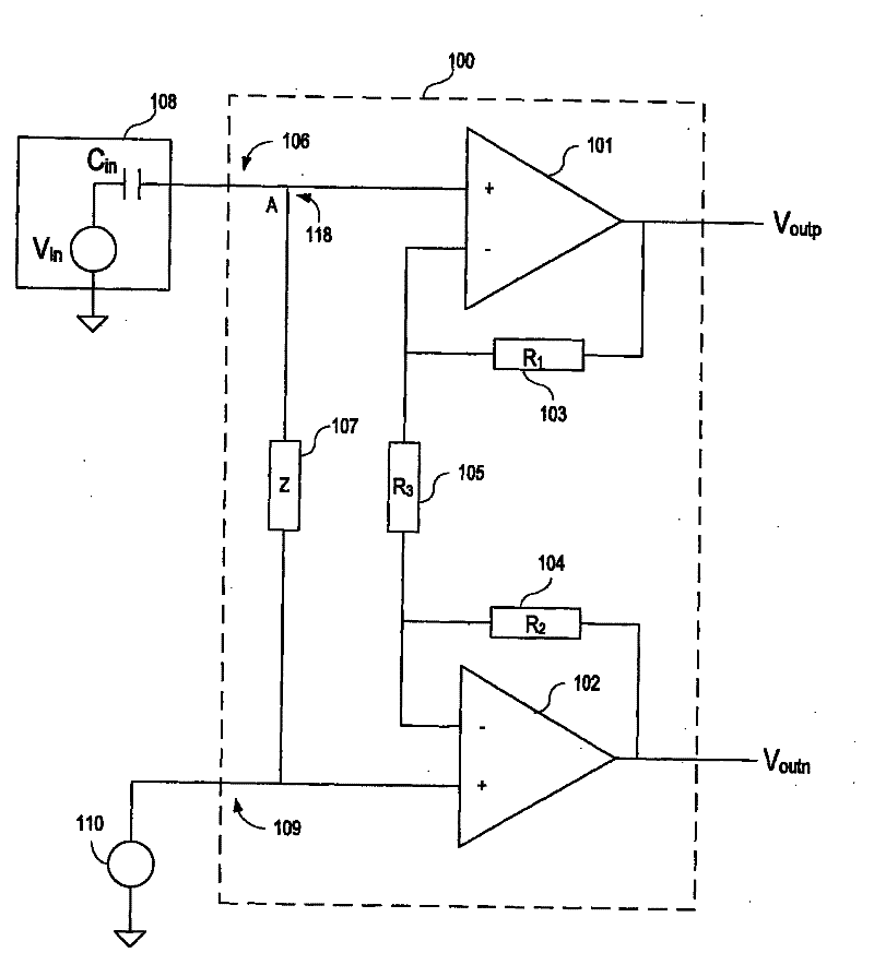 Integrated circuit single ended-to-differential amplifier