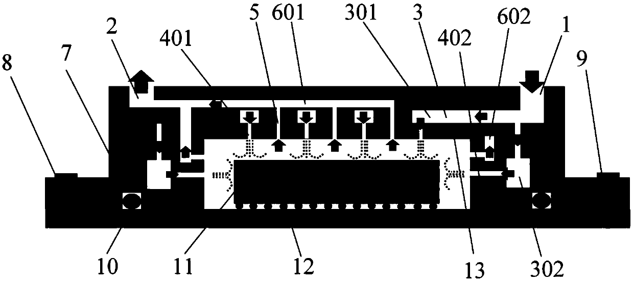 Submerged jet micro-injection direct liquid cooling heat dissipating device