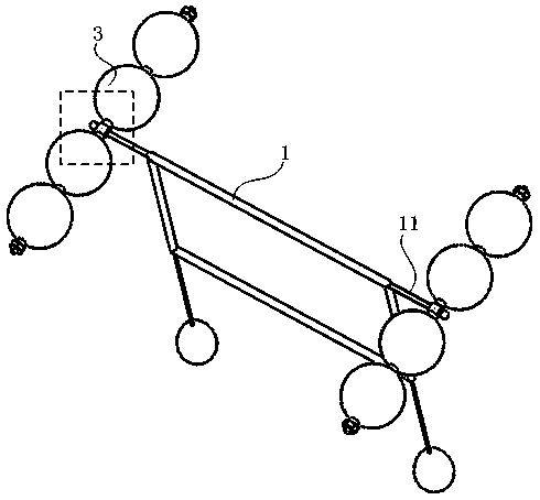 Sampling device used for suspended substances in surface water body and having suspending wings