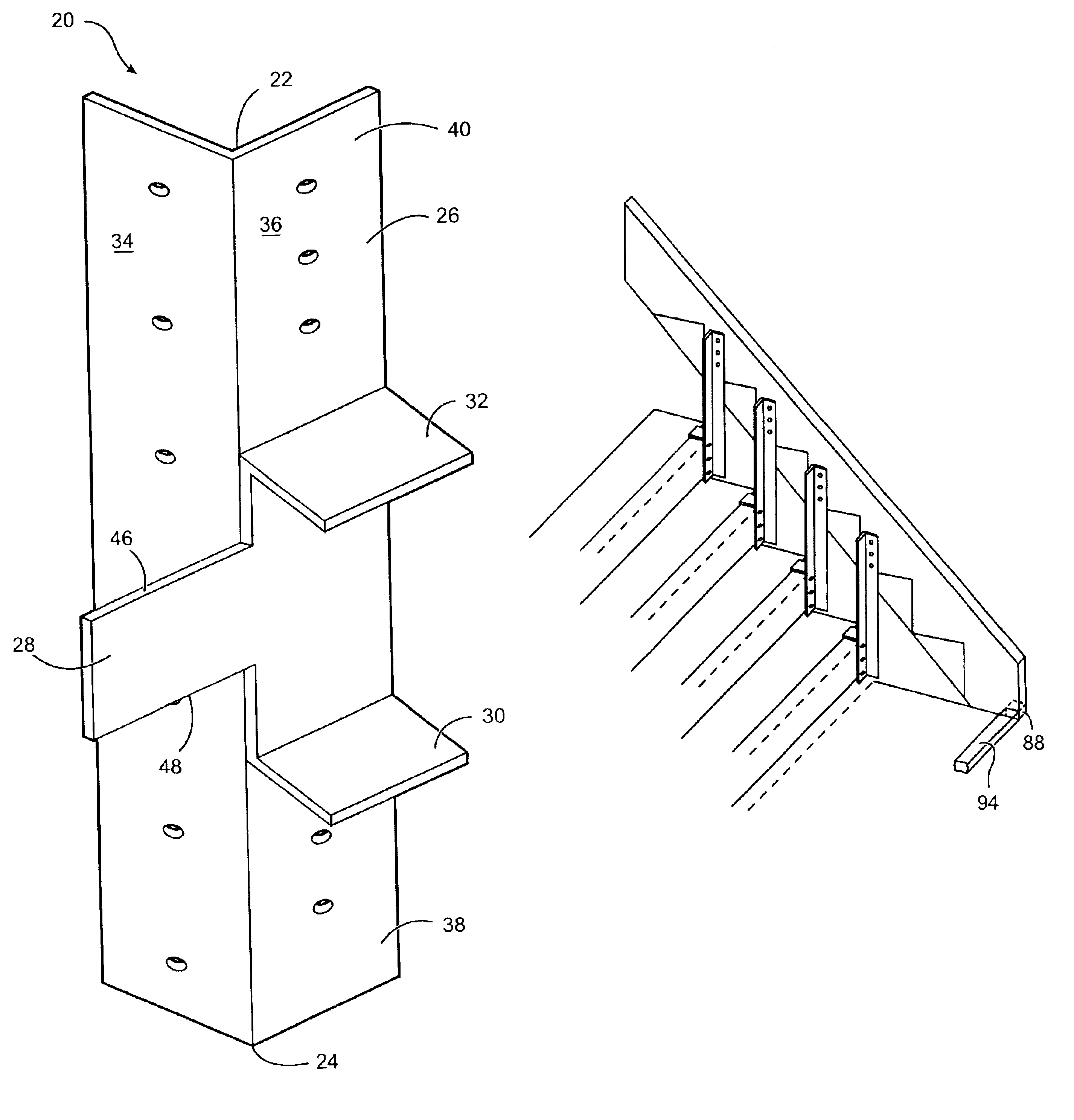 Method and apparatus for assembly of stair forms